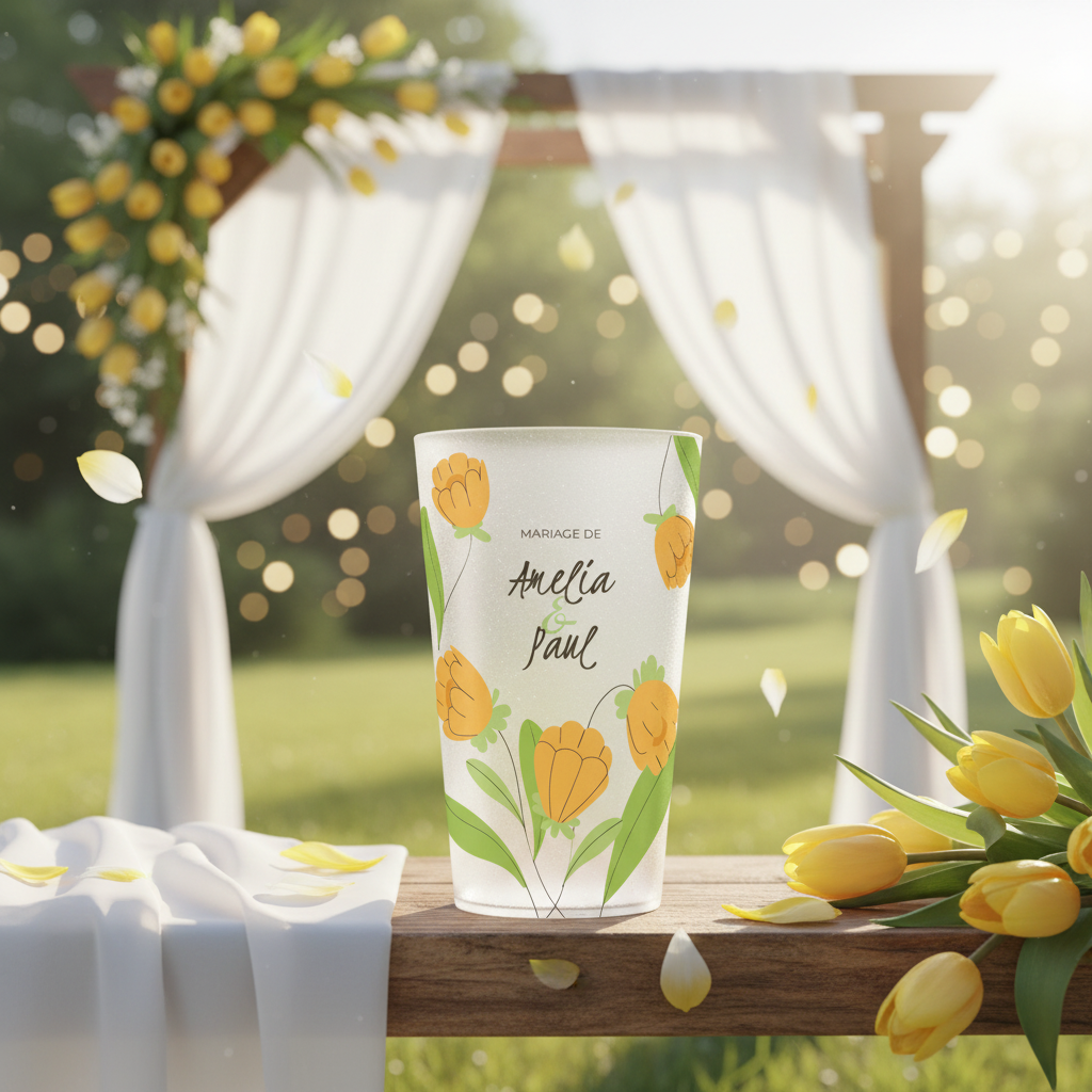 gobelet personnalise mariage tulipes