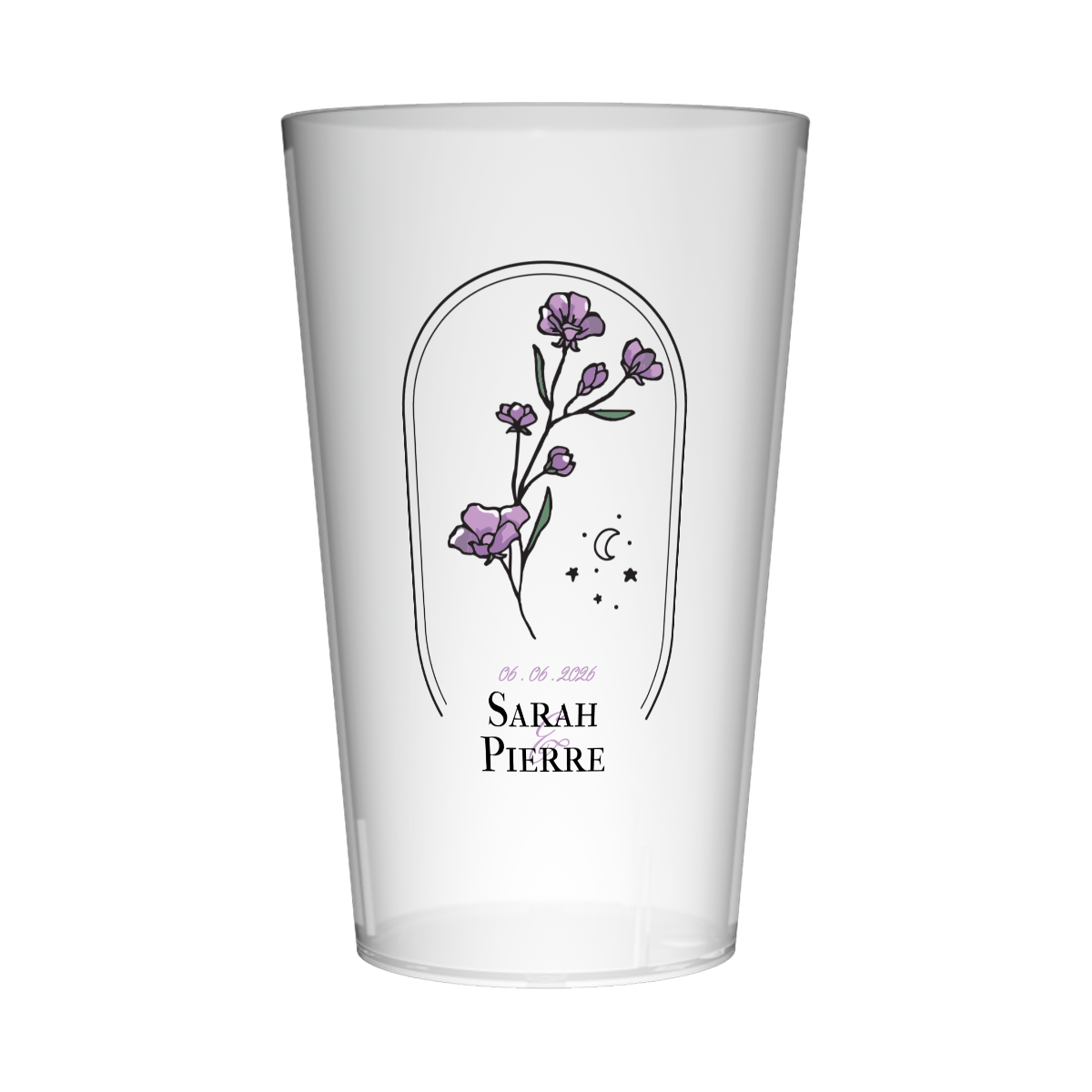 Gobelet personnalisé Mariage Fleurs Violettes