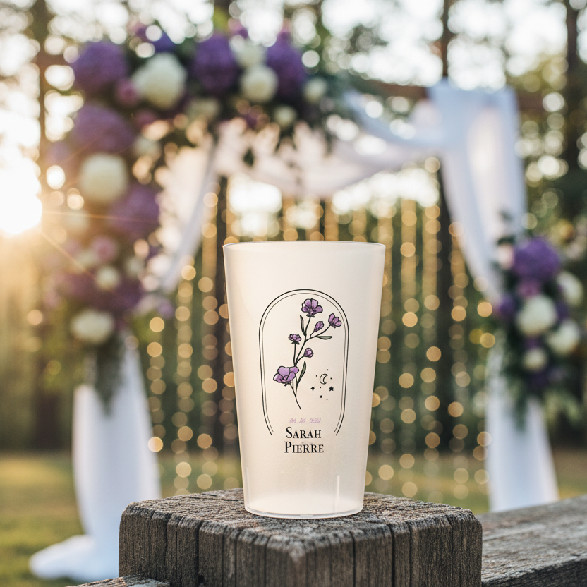 gobelet personnalise mariage noir et violet