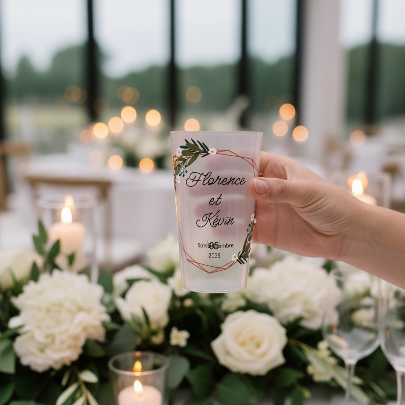 gobelet personnalise mariage flowers ambiance