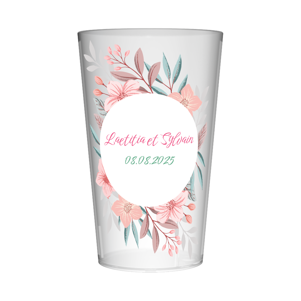 Gobelet personnalisé Mariage Pink Flower