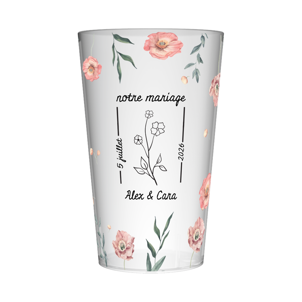 Gobelet personnalisé Mariage Fleurs Champêtre