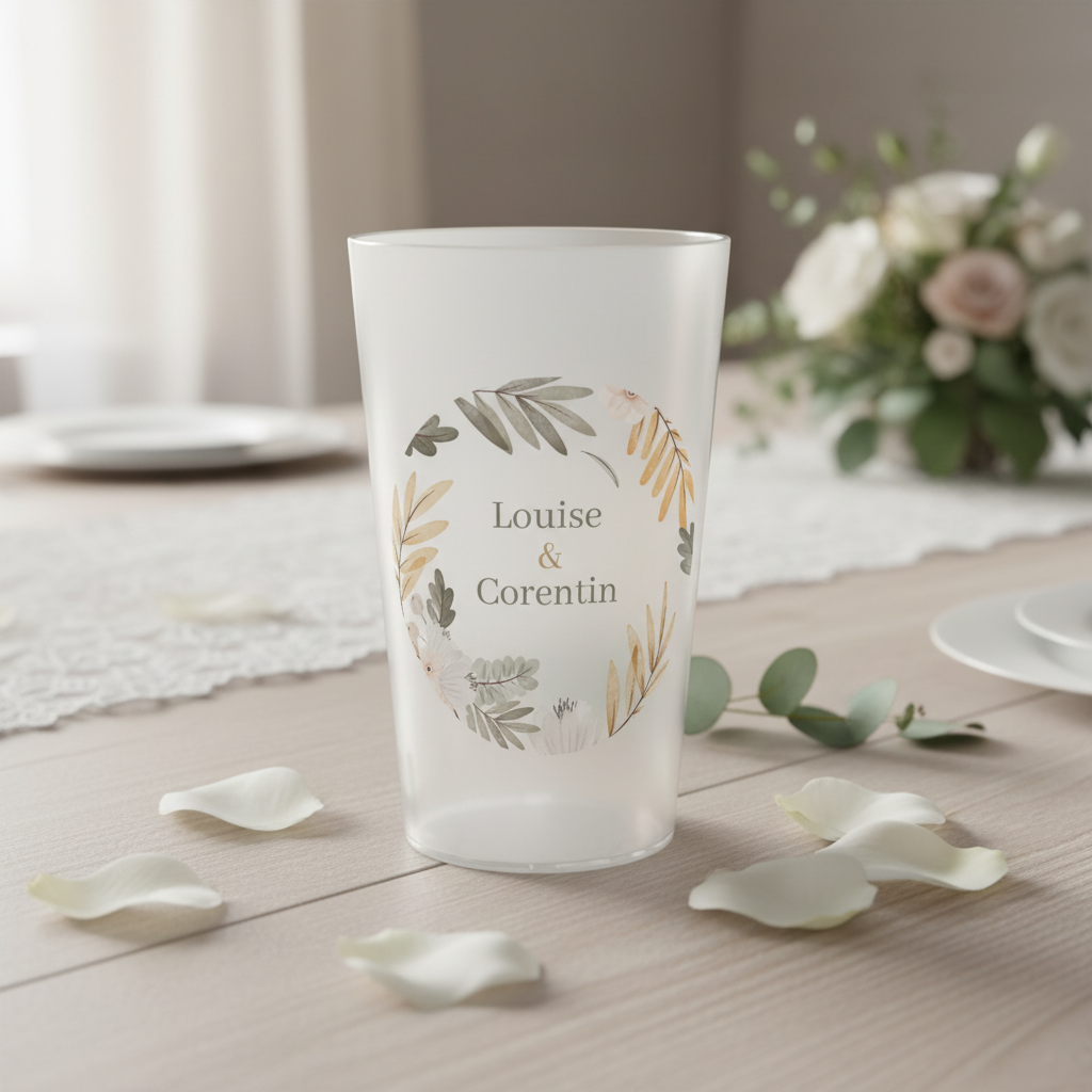 gobelet personnalise mariage cercles feuilles