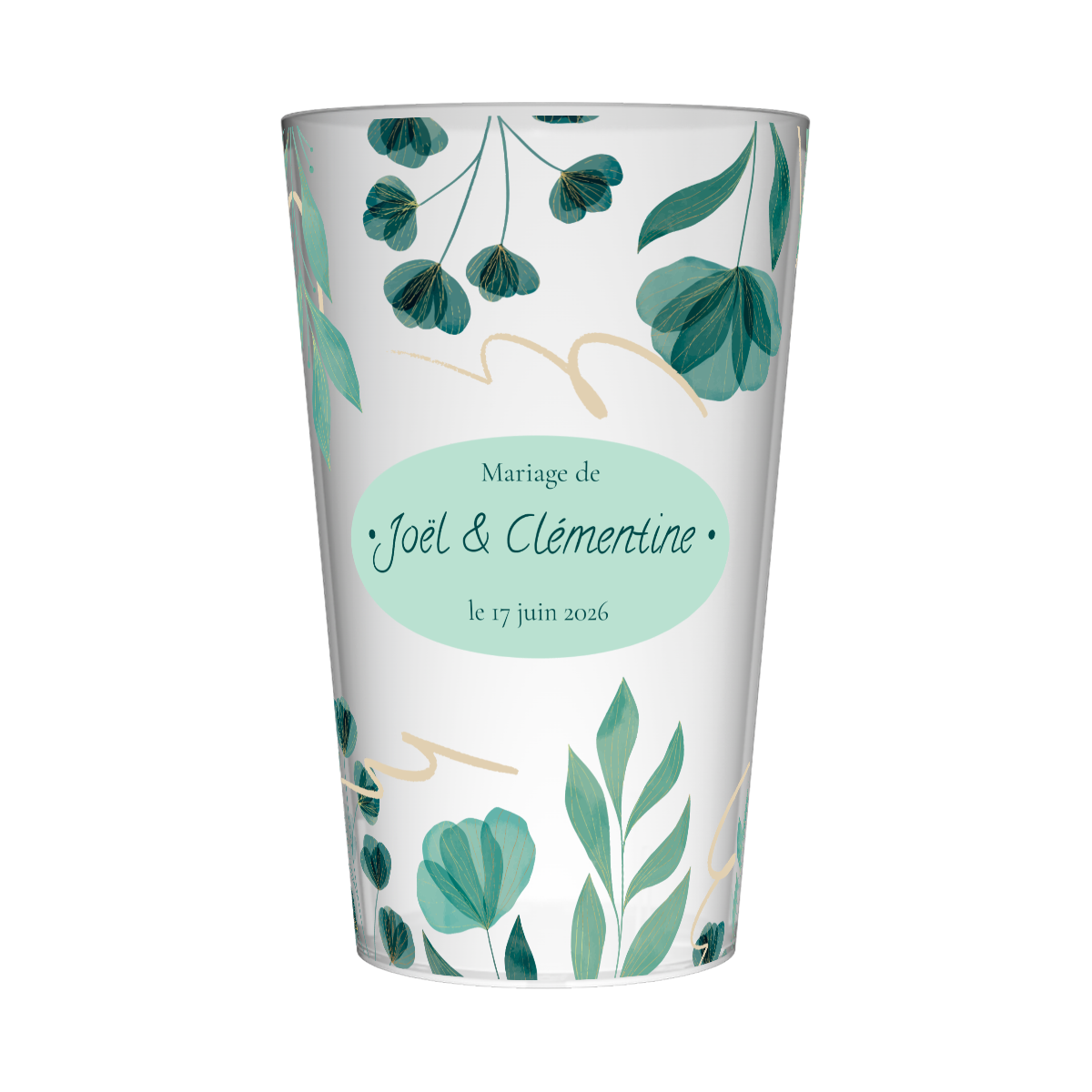 Gobelet personnalisé Mariage Fleurs Vertes