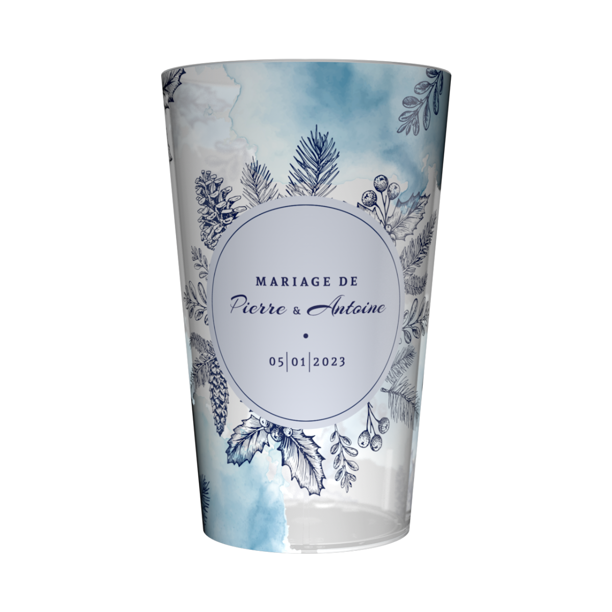 Gobelet personnalisé Mariage Bleu