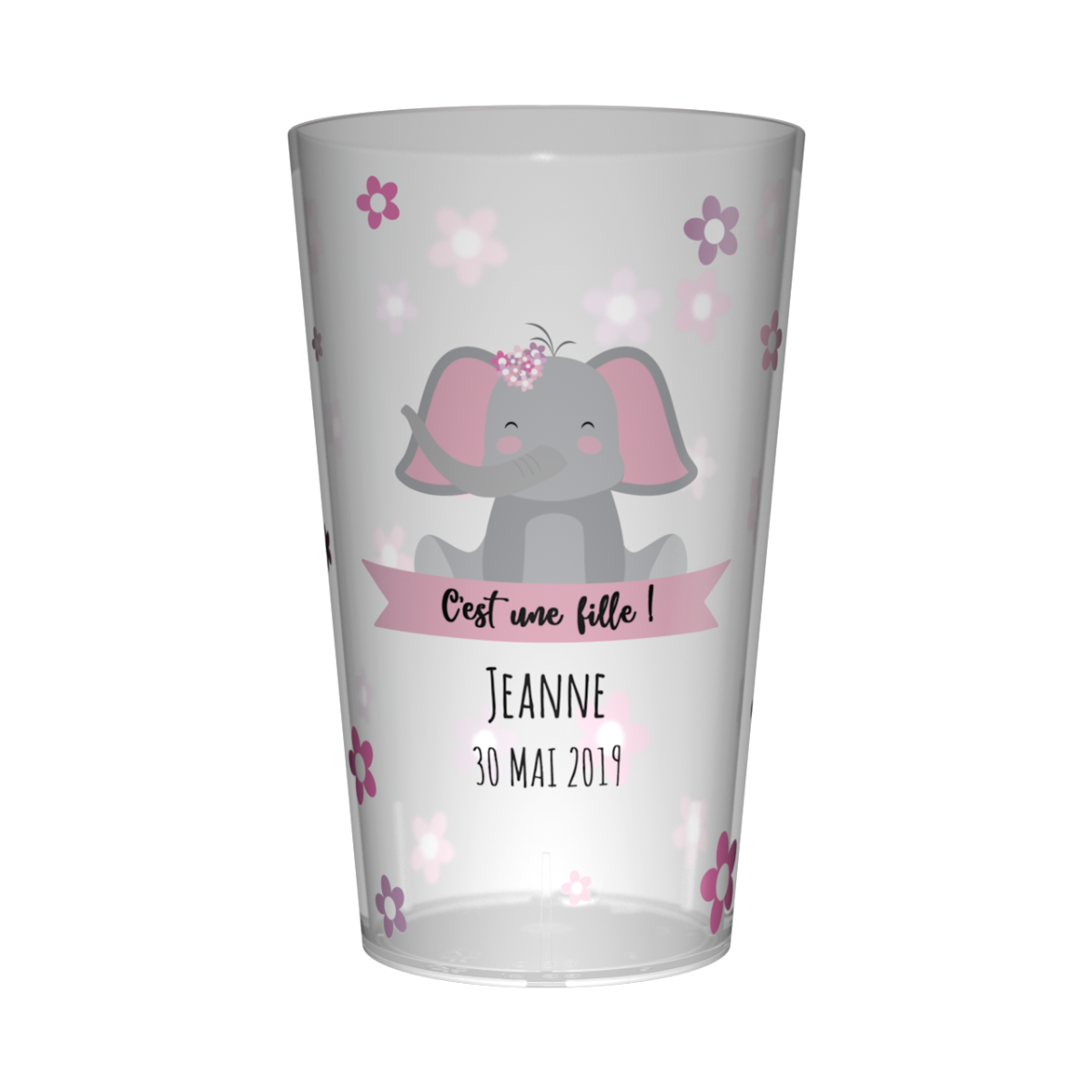 Gobelet personnalisé Naissance Elephant