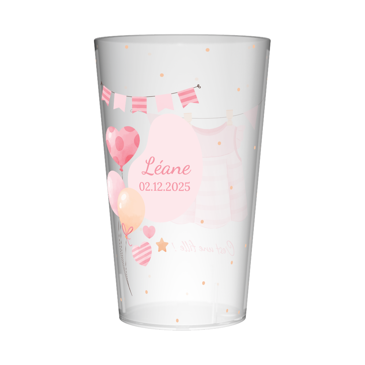Gobelet personnalisé Naissance Ballons Roses 2
