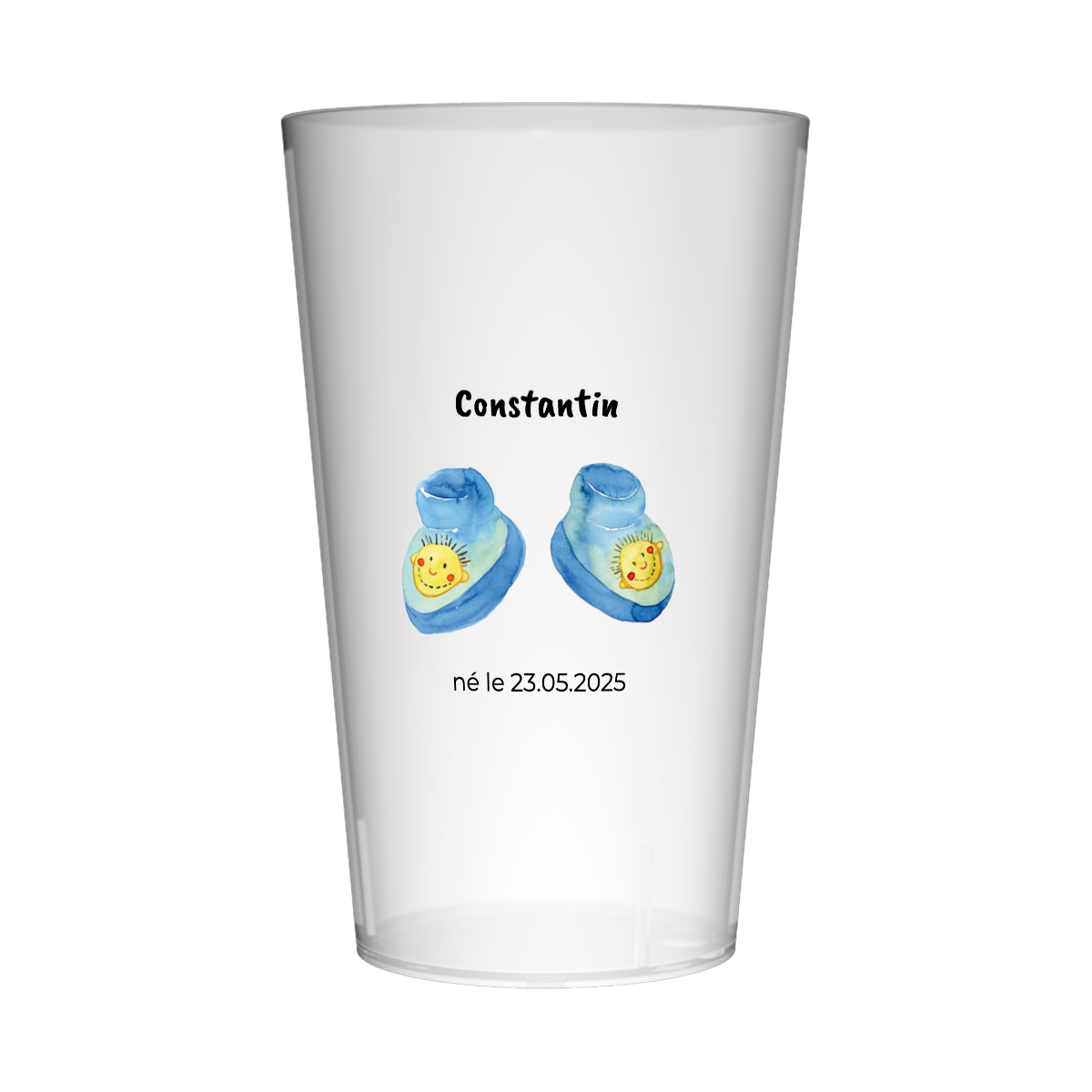 Gobelet personnalisé Naissance Chaussettes Bleues