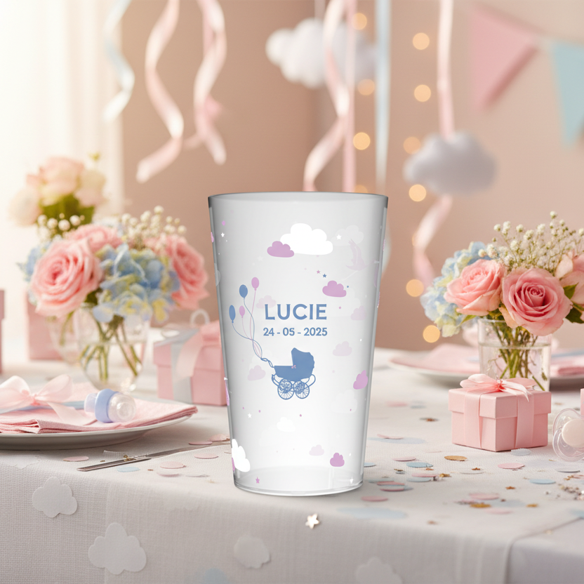 Gobelet naissance Rose & Bleu