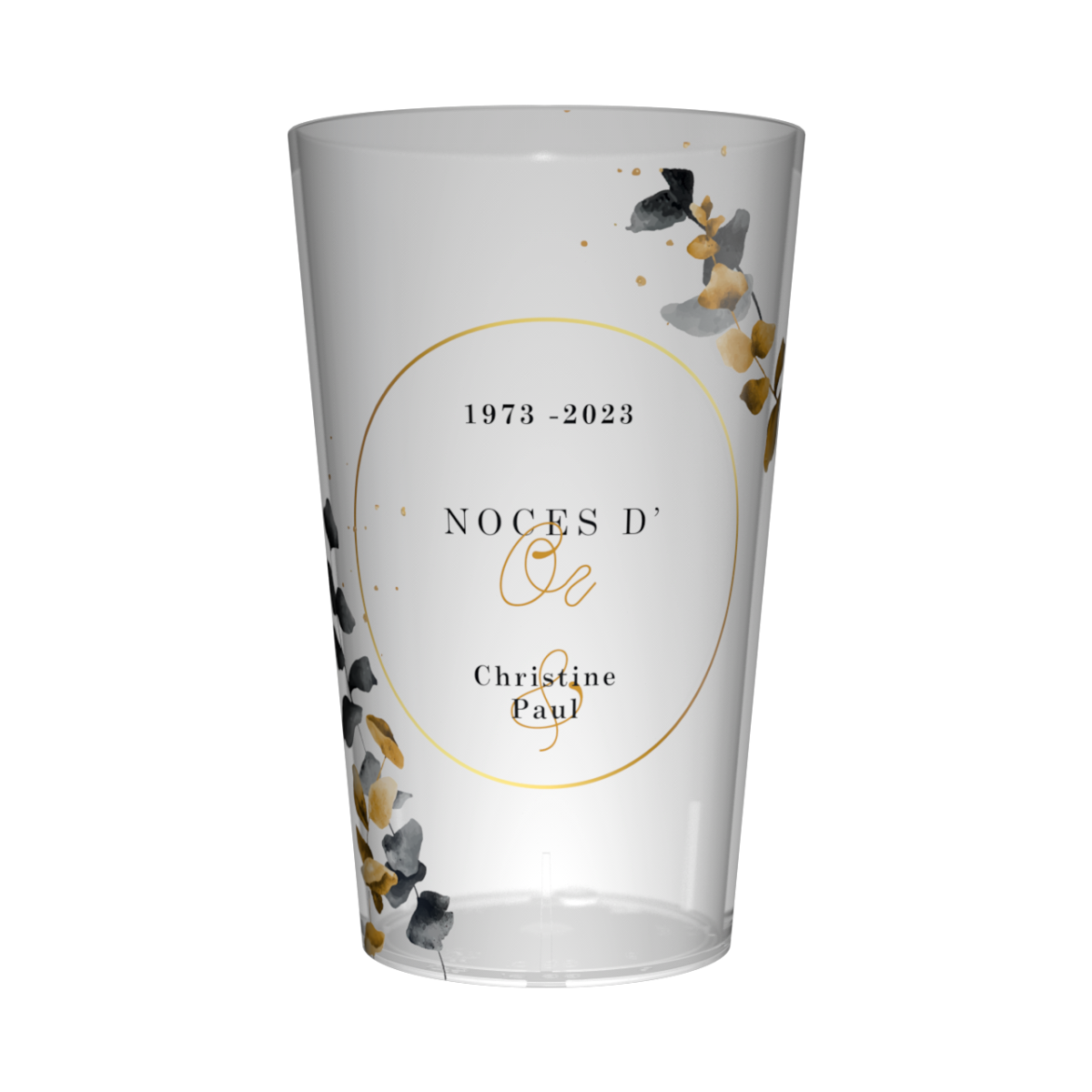 Gobelet personnalisé Noces d'Or & Eucalyptus
