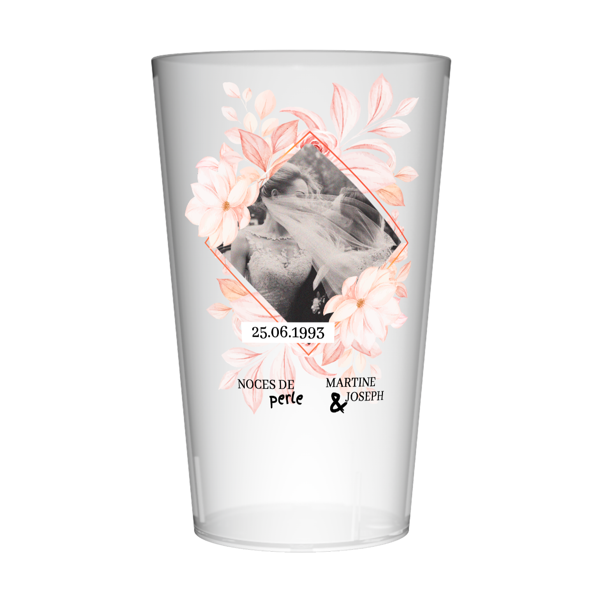 Gobelet personnalisé Noces Perle & Photo