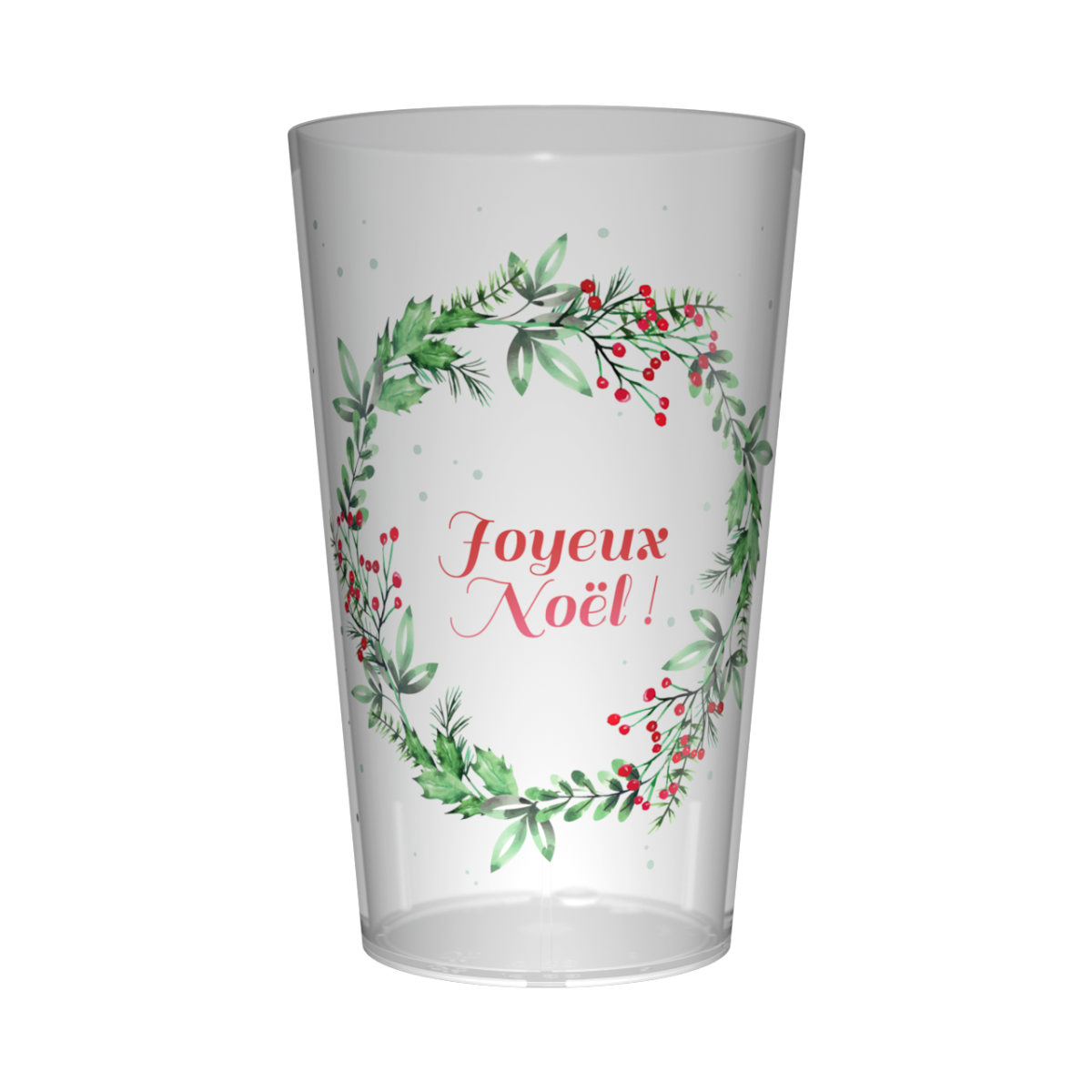 Gobelet personnalisé Noël Couronne Houx