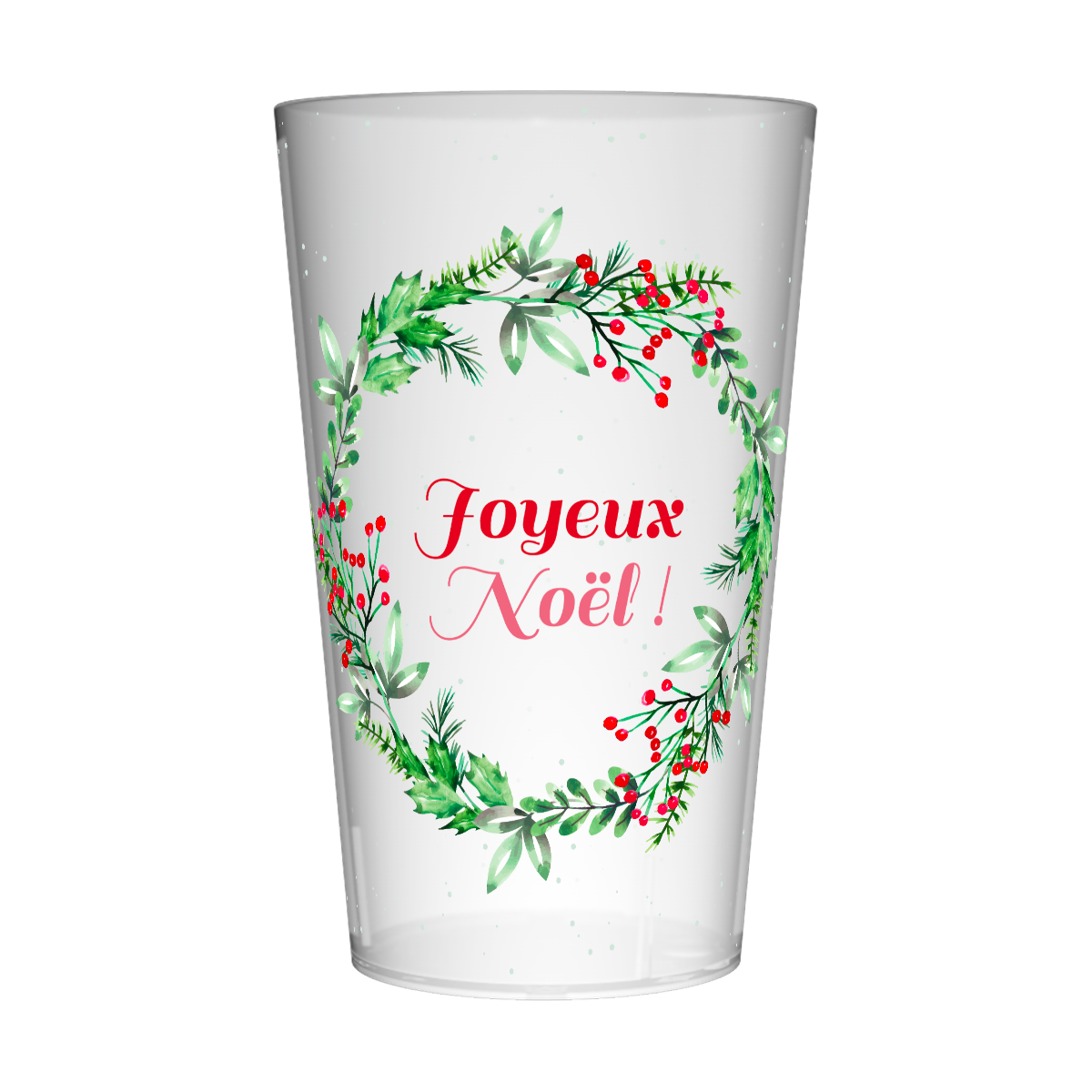 Gobelet personnalisé Noël Couronne Houx