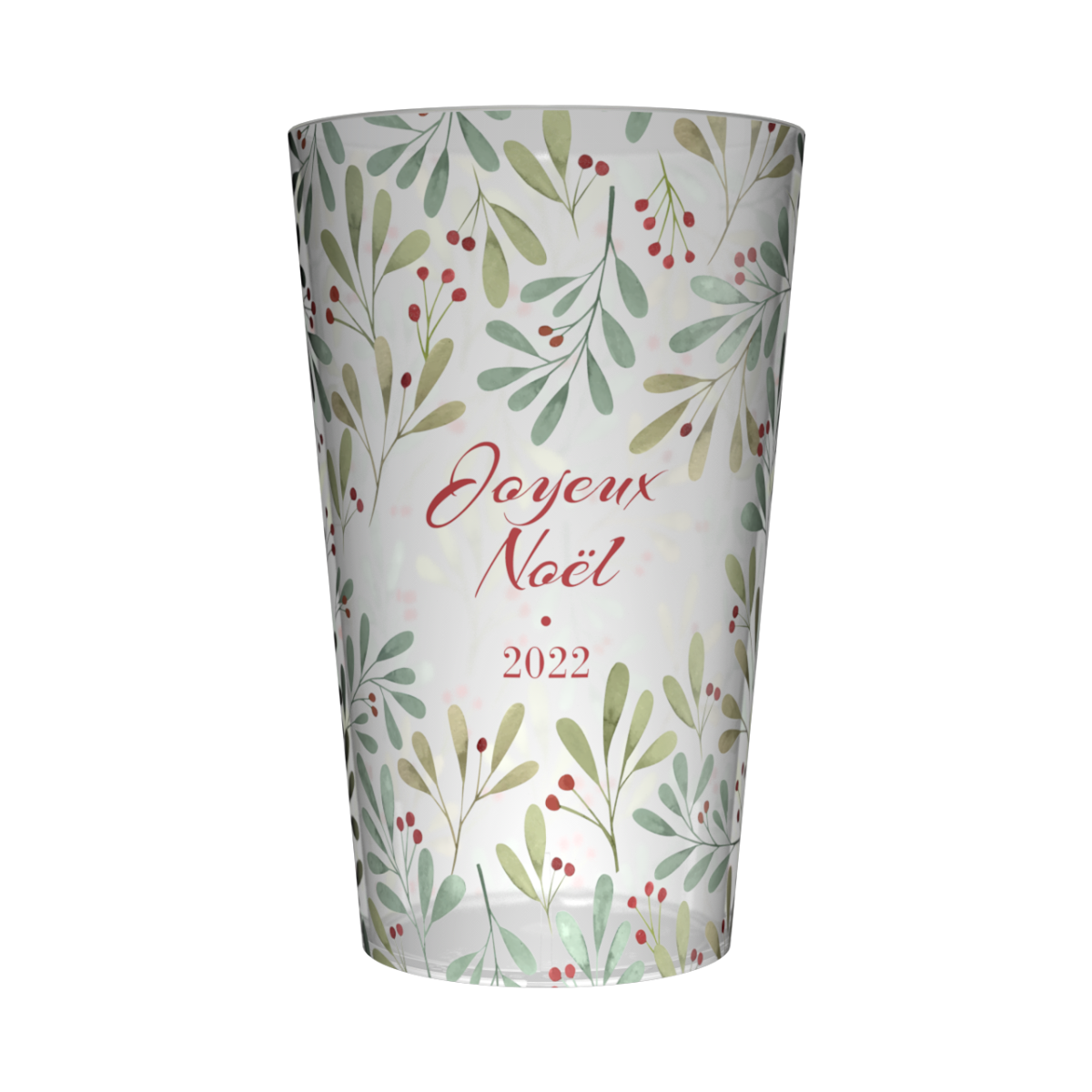 Gobelet personnalisé Noël Branche Houx