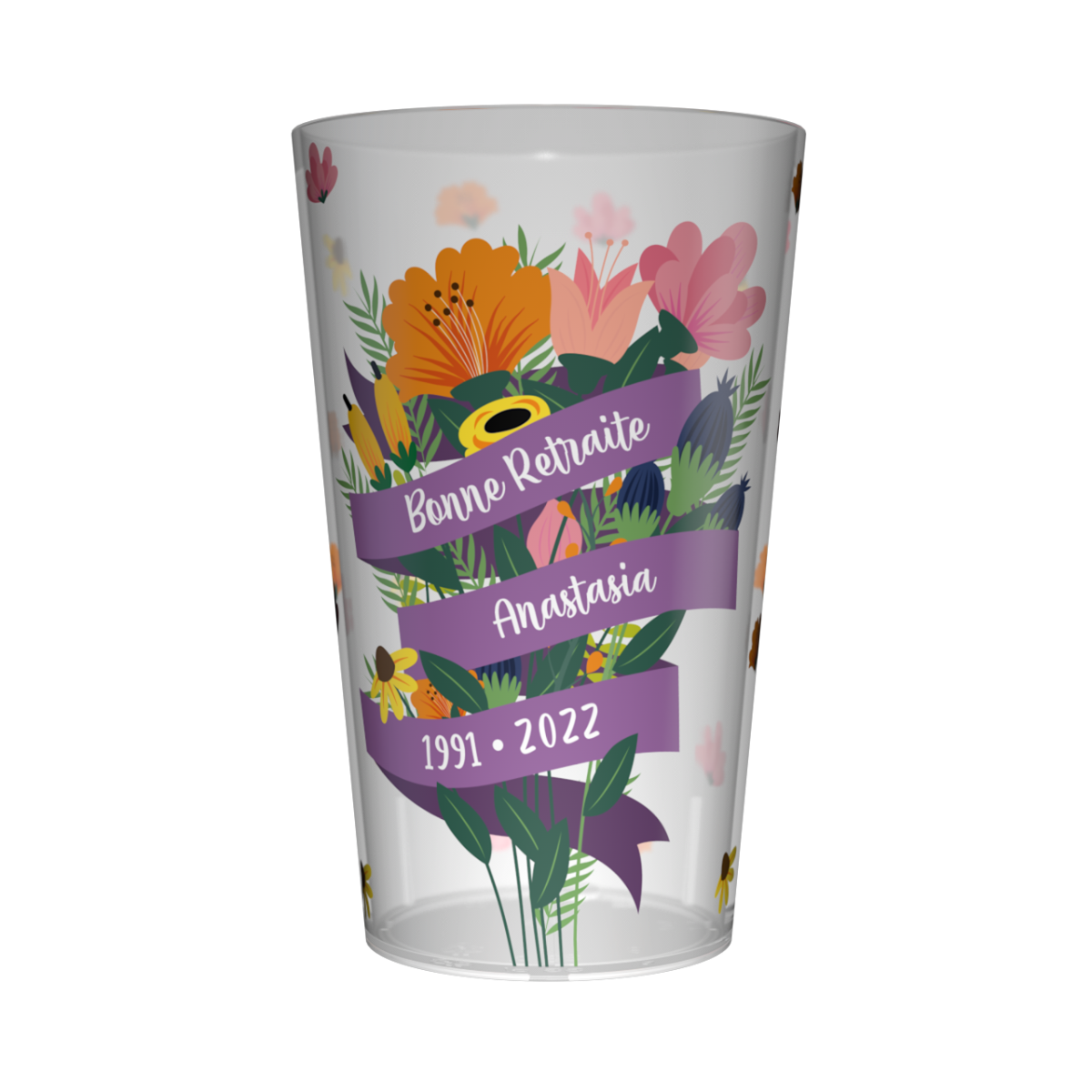 Gobelet personnalisé Retraite Bouquet Fleurs