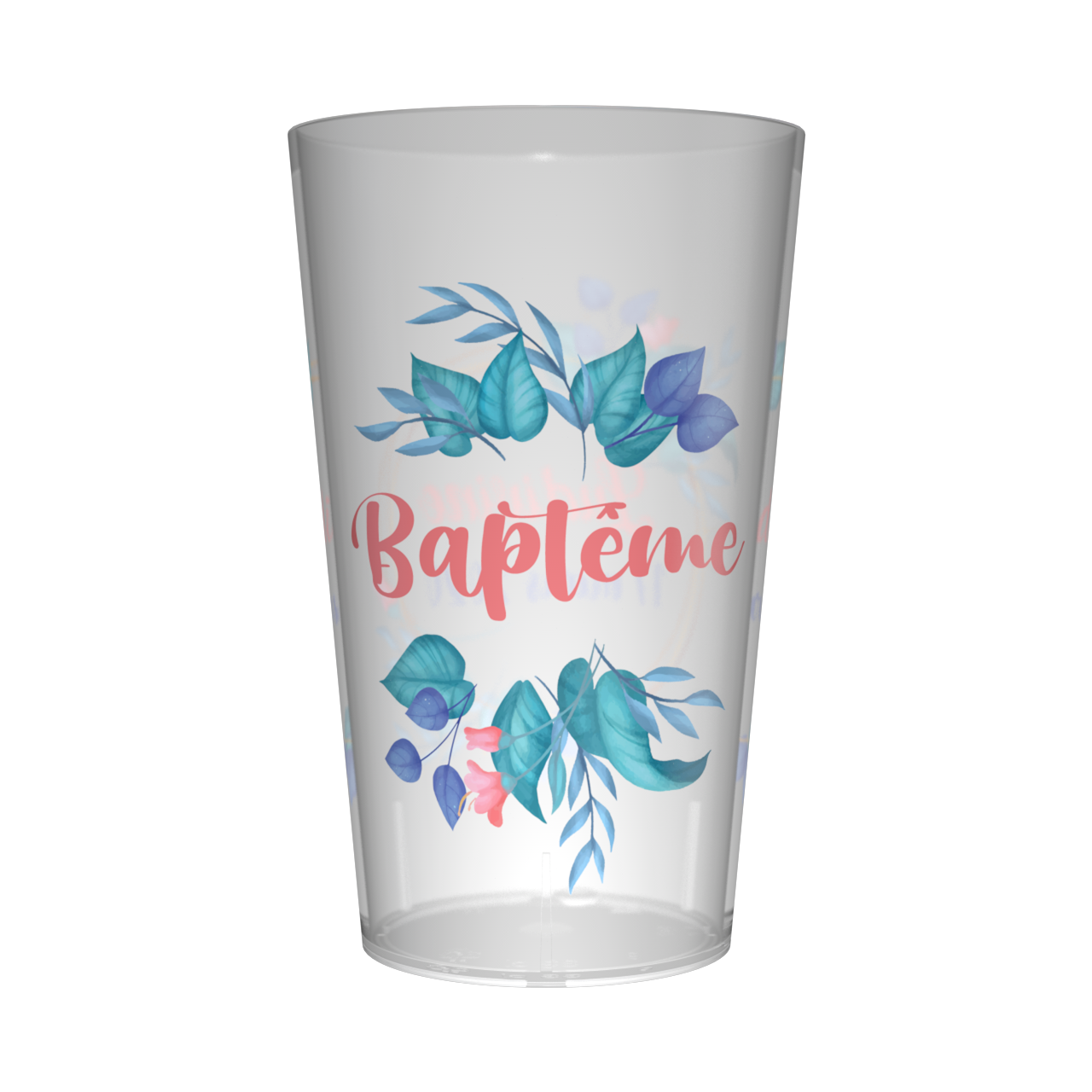 Gobelet personnalisé Baptême Couronne Fleurs 2
