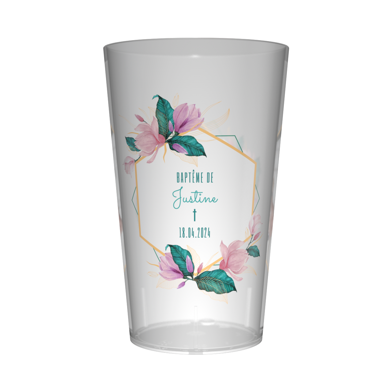 Gobelet personnalisé Baptême Rose & Bleu 2