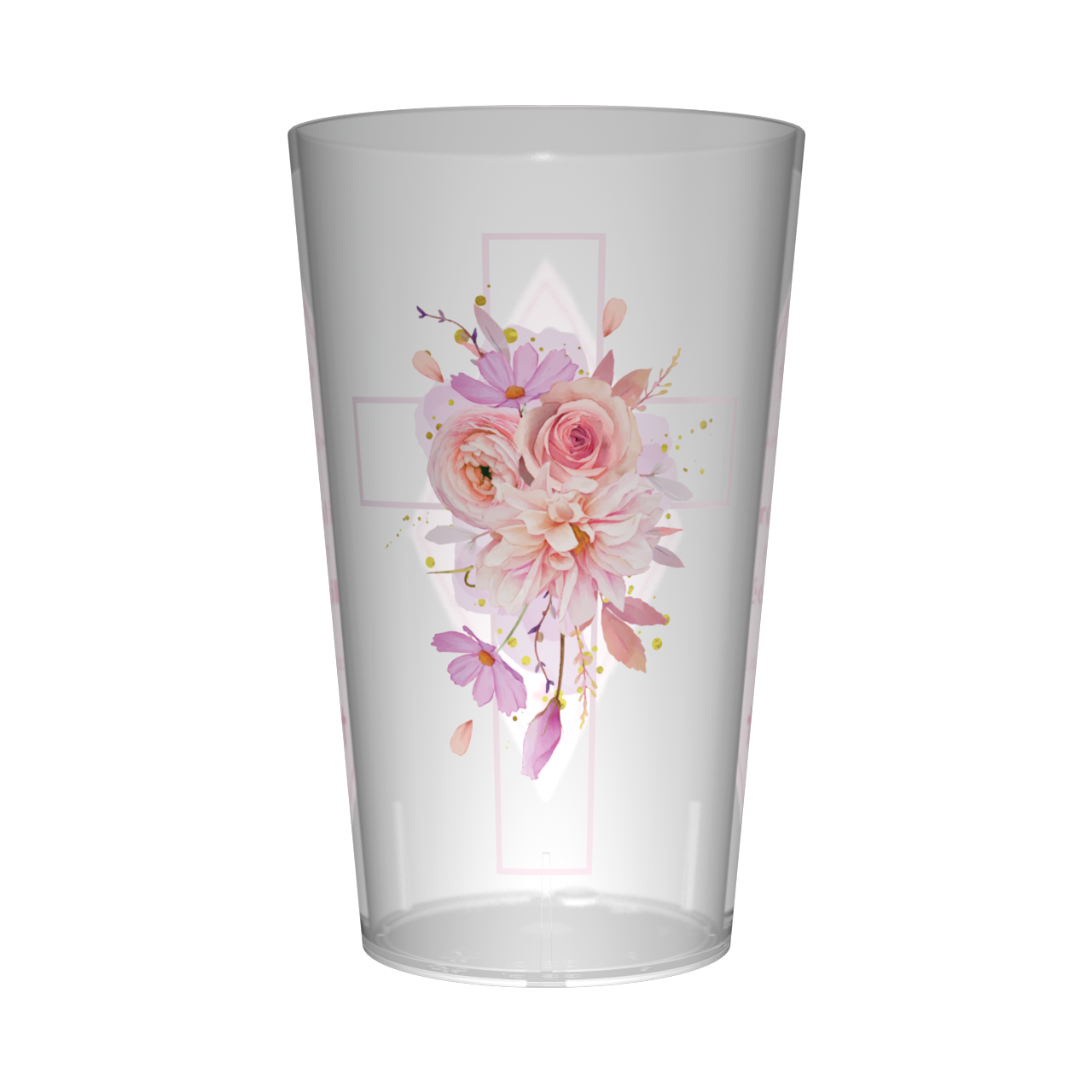 Gobelet personnalisé Baptême Losange Rose 2