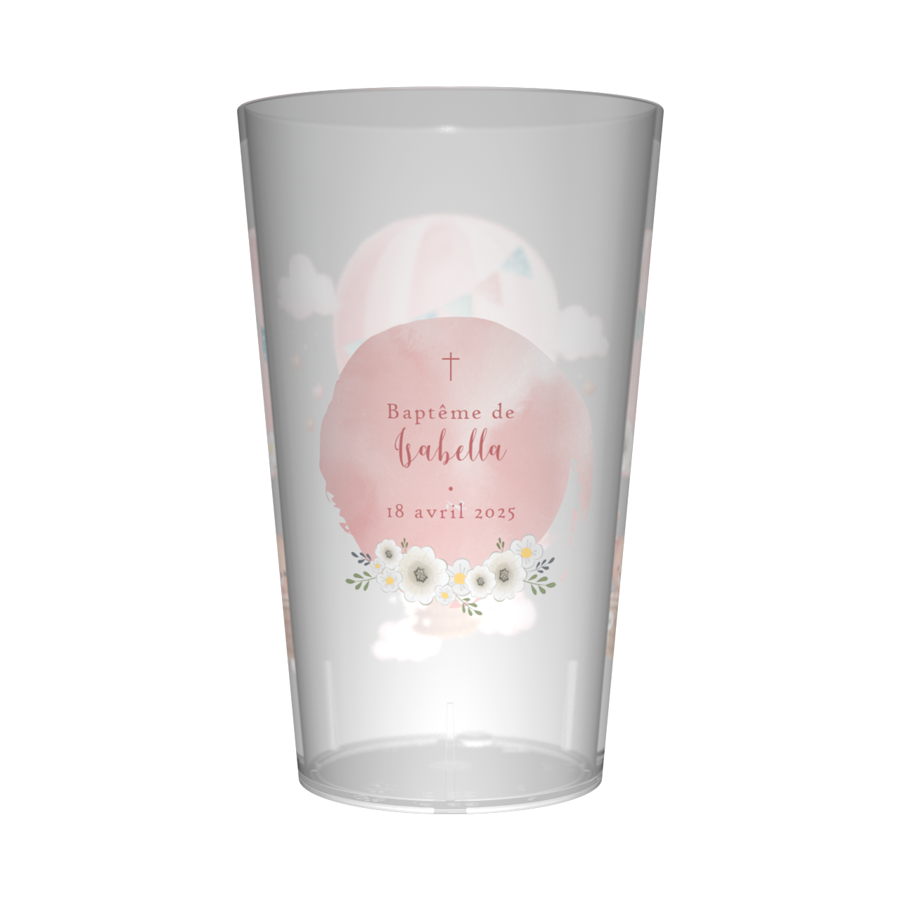 Gobelet personnalisé Baptême Ourson Rose 2