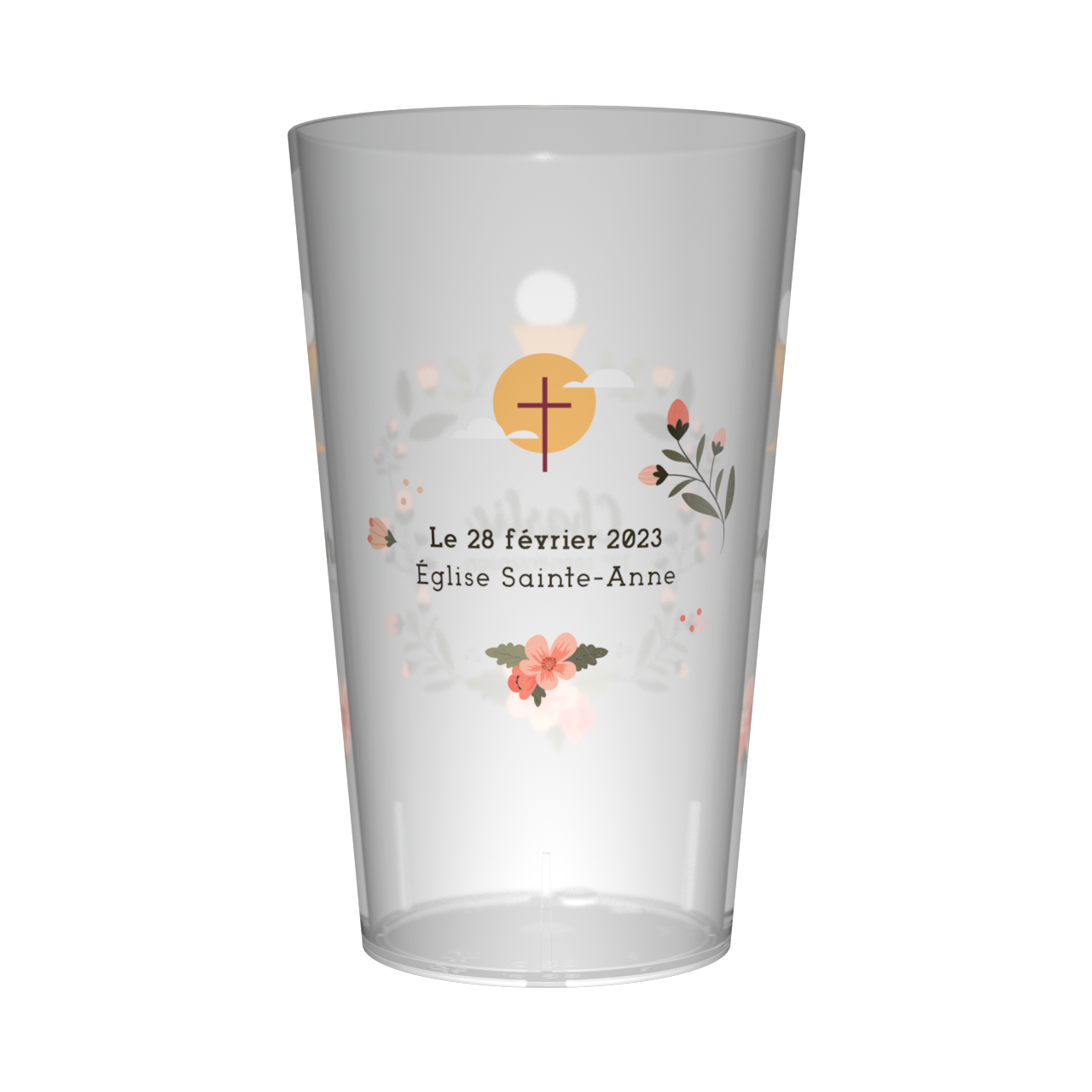 Gobelet personnalisé Communion Calice & Fleurs 2