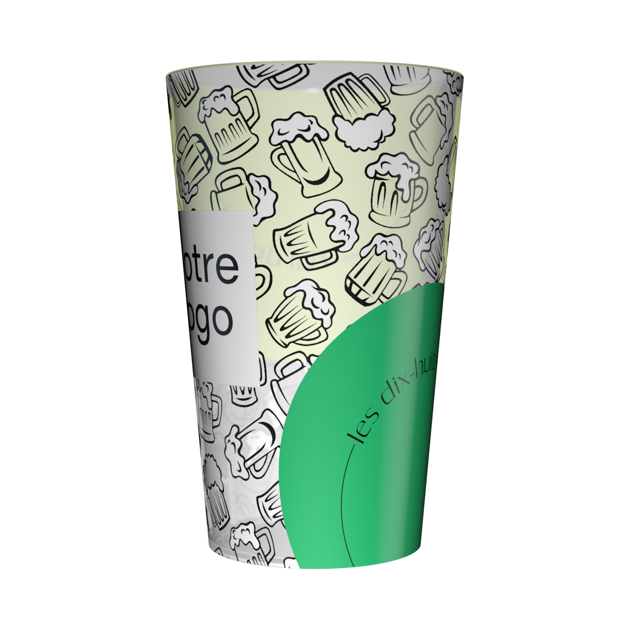 Gobelet personnalisé Conscrit Rond Vert & Bière 2