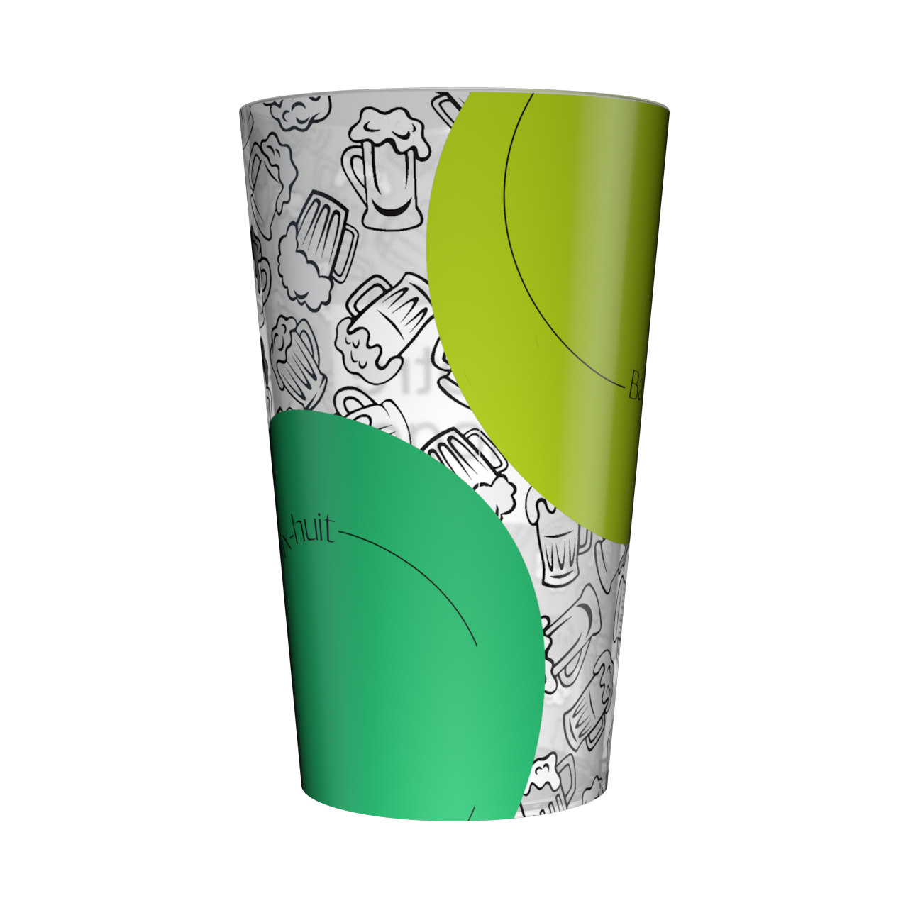Gobelet personnalisé Conscrit Rond Vert & Bière 3