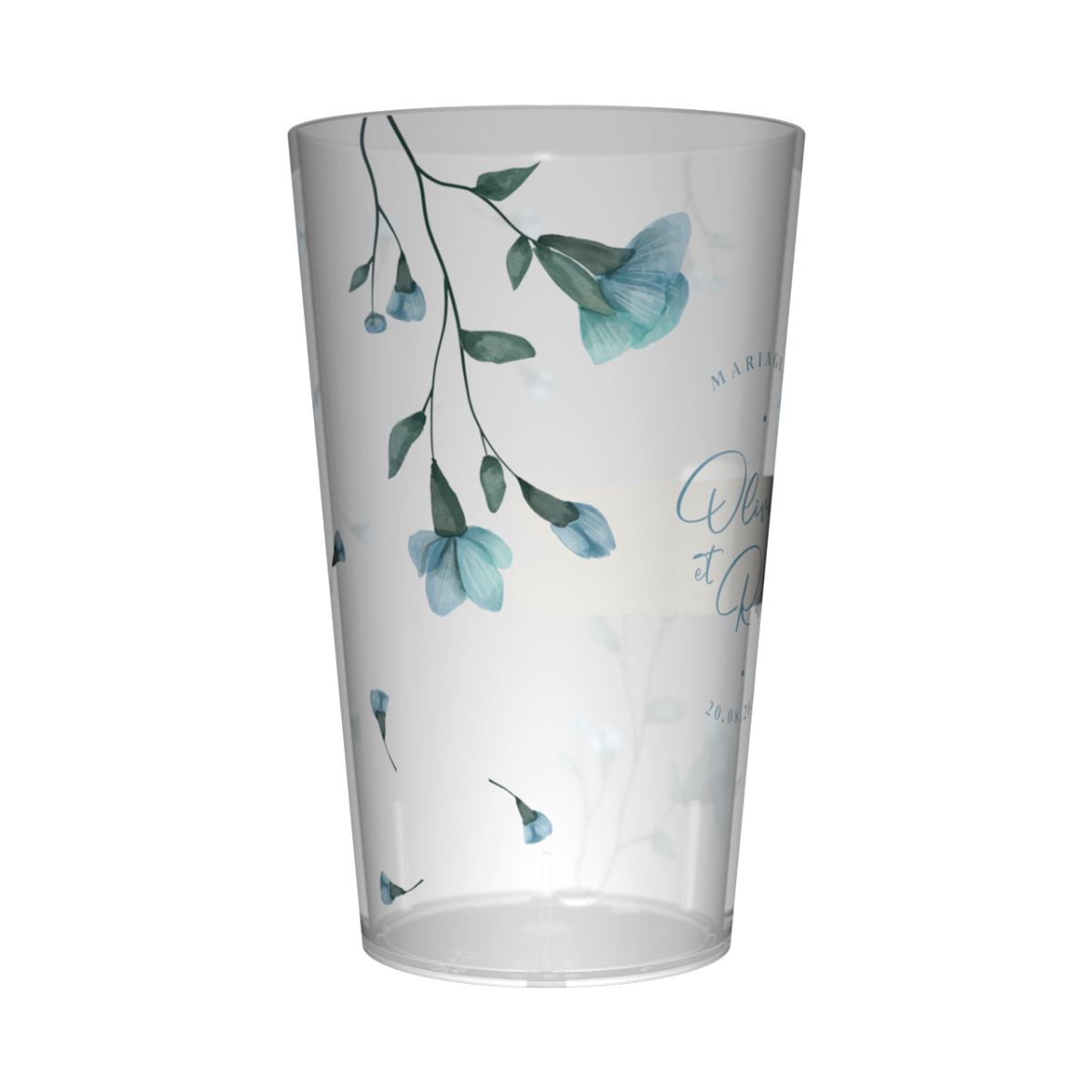 Gobelet personnalisé Mariage Fleurs Bleues 2