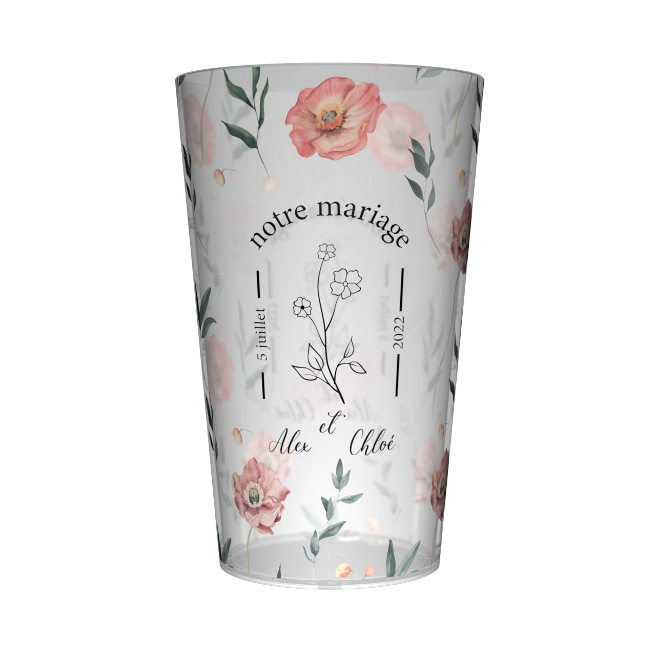 Gobelet personnalisé Mariage Fleurs Champêtre