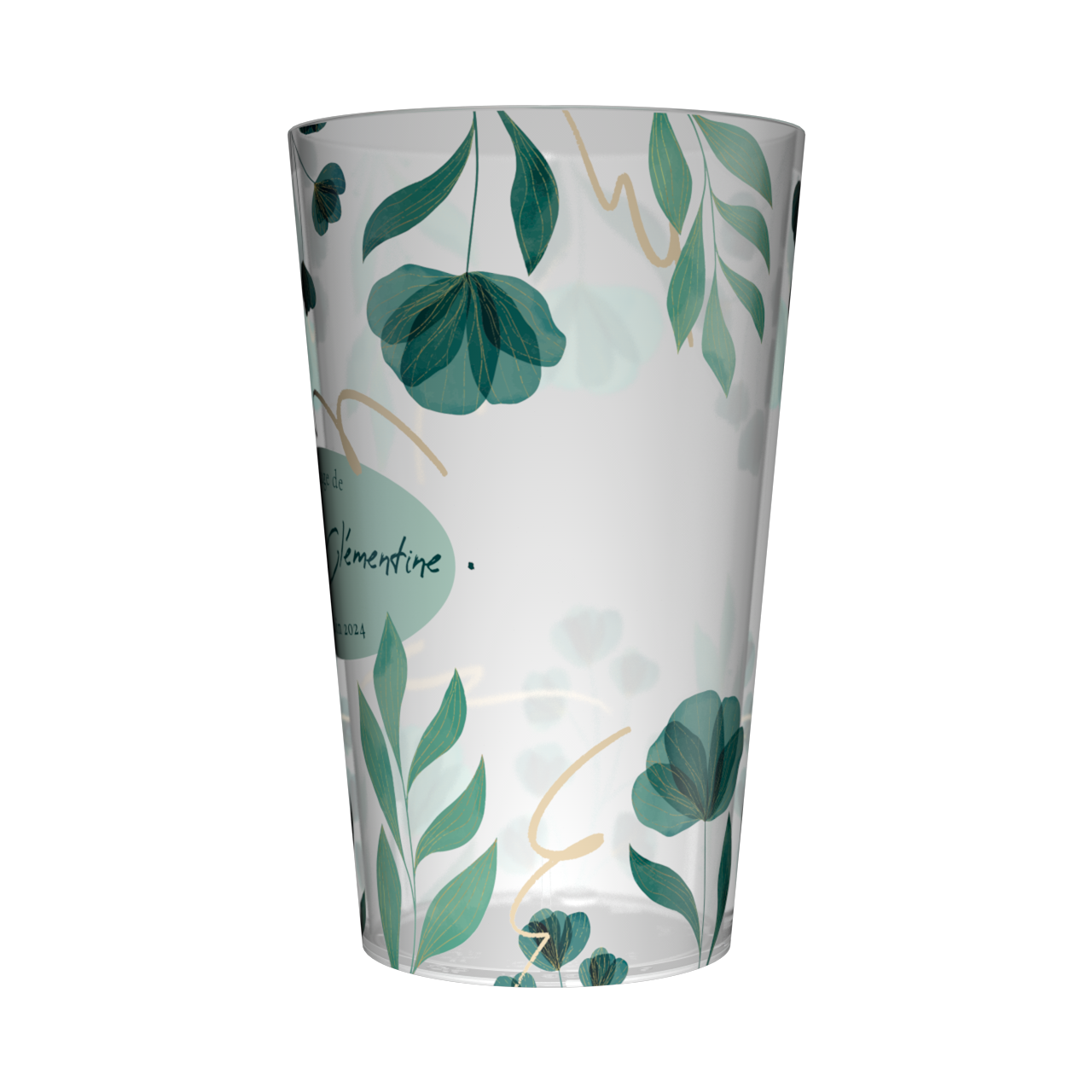 Gobelet personnalisé Mariage Fleurs Vertes 4