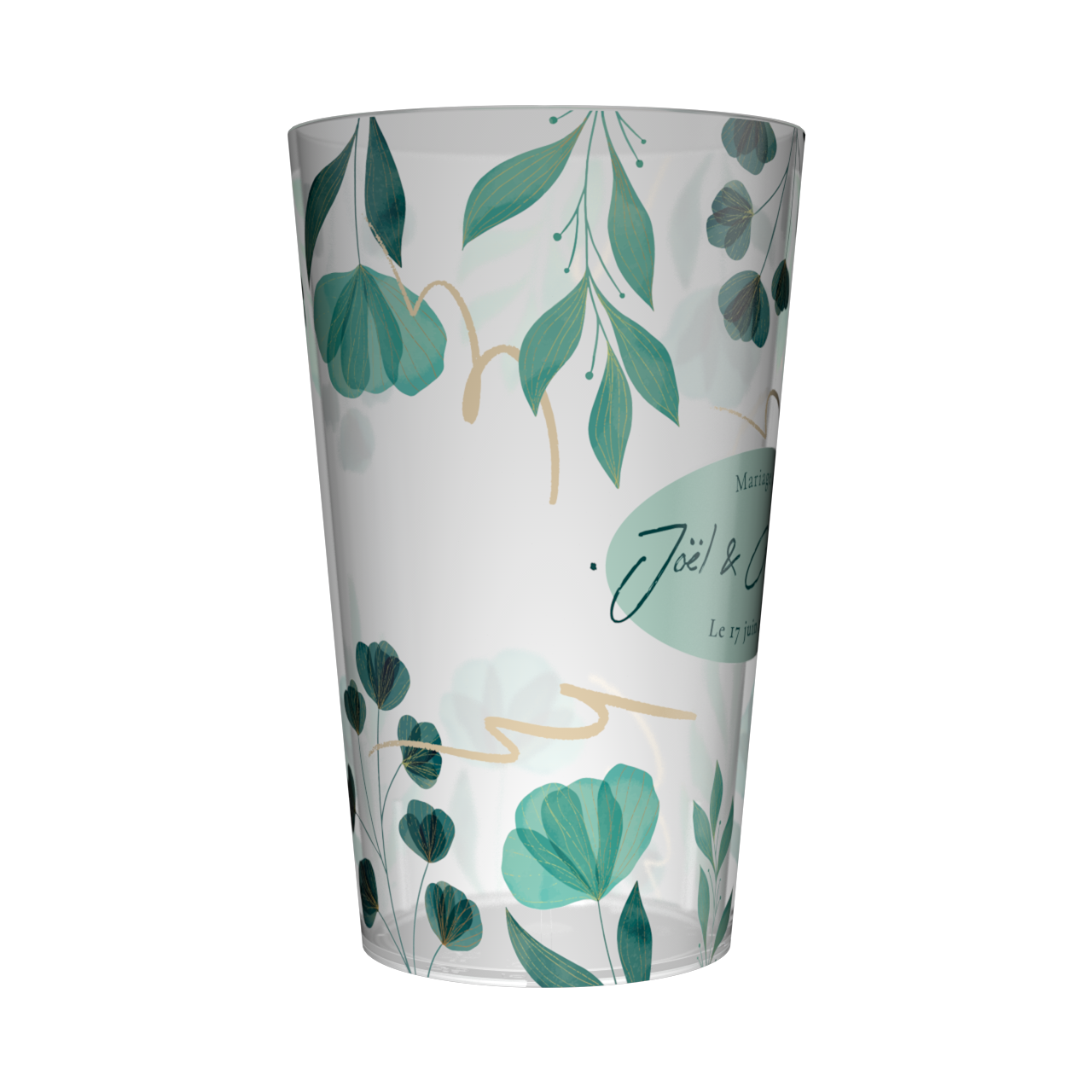 Gobelet personnalisé Mariage Fleurs Vertes 2