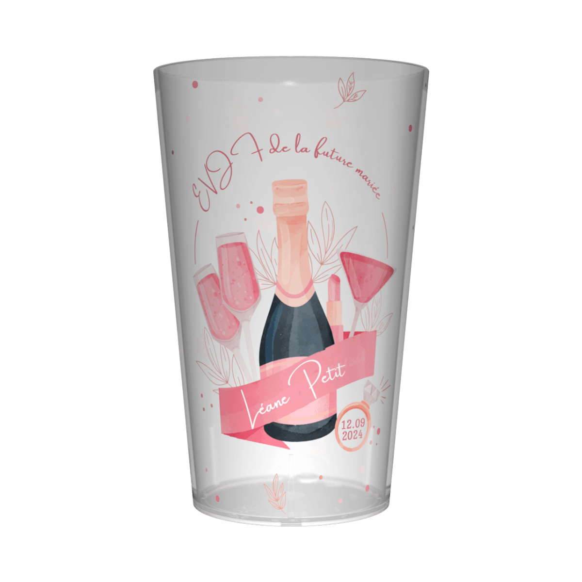 Gobelet personnalisé pour EVJF Champagne Rose