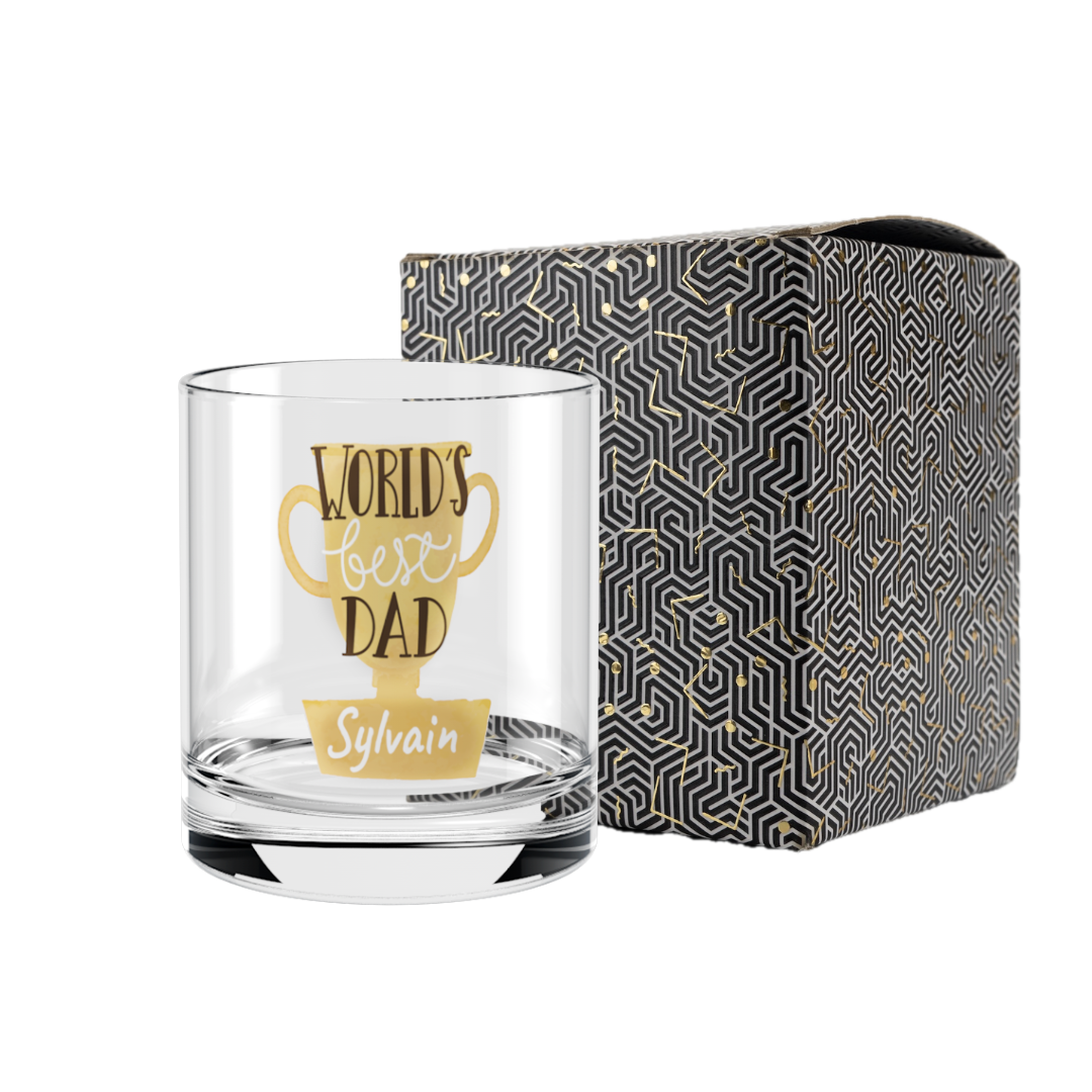 Verre à whisky personnalisé en verre - Fête des pères Trophée
