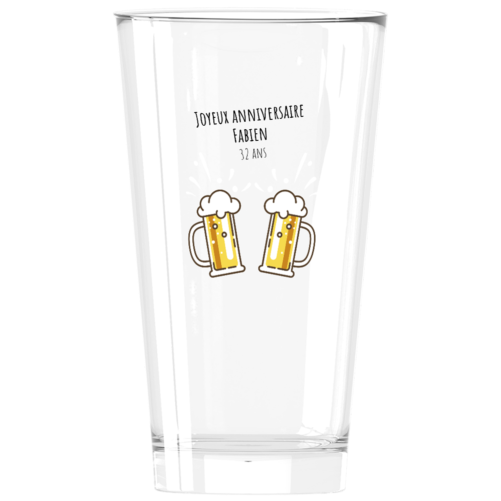 Verre à bière personnalisé Pinte en verre anniversaire bières