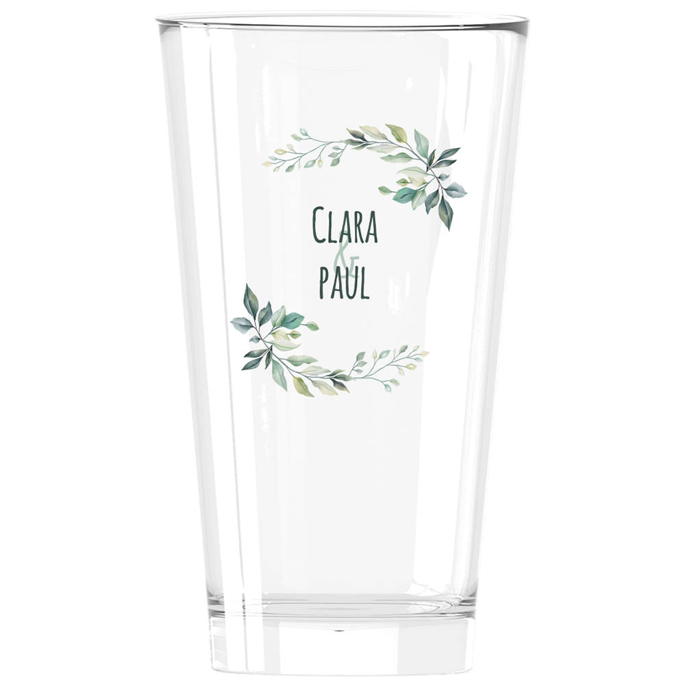 Verre à bière personnalisé Pinte en verre mariage paix