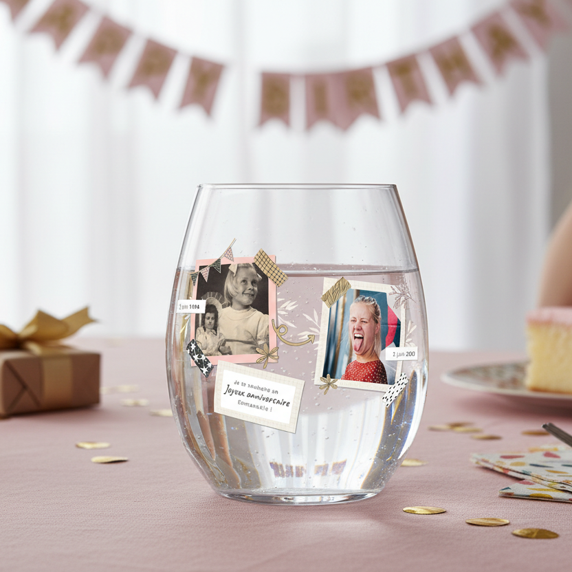 verre à eau personnalise tritan anniversaire 2 photos ambiance