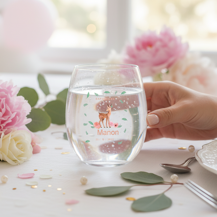 verre à eau personnalise incassable bapteme faon ambiance