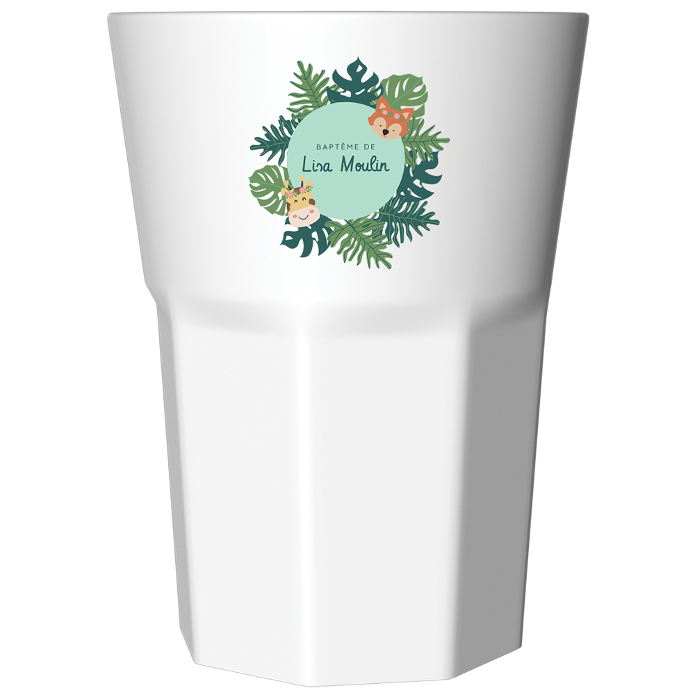Verre à Mojito personnalisé blanc baptême tropical