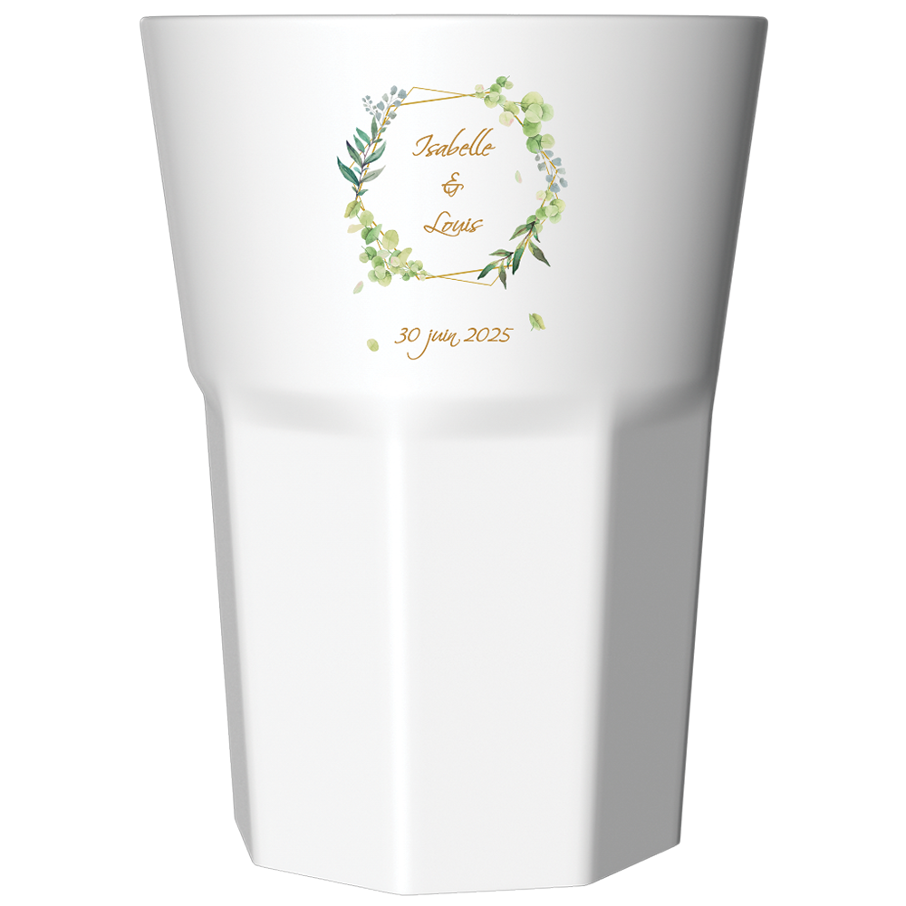 Verre à Mojito personnalisé blanc mariage encadrement vert