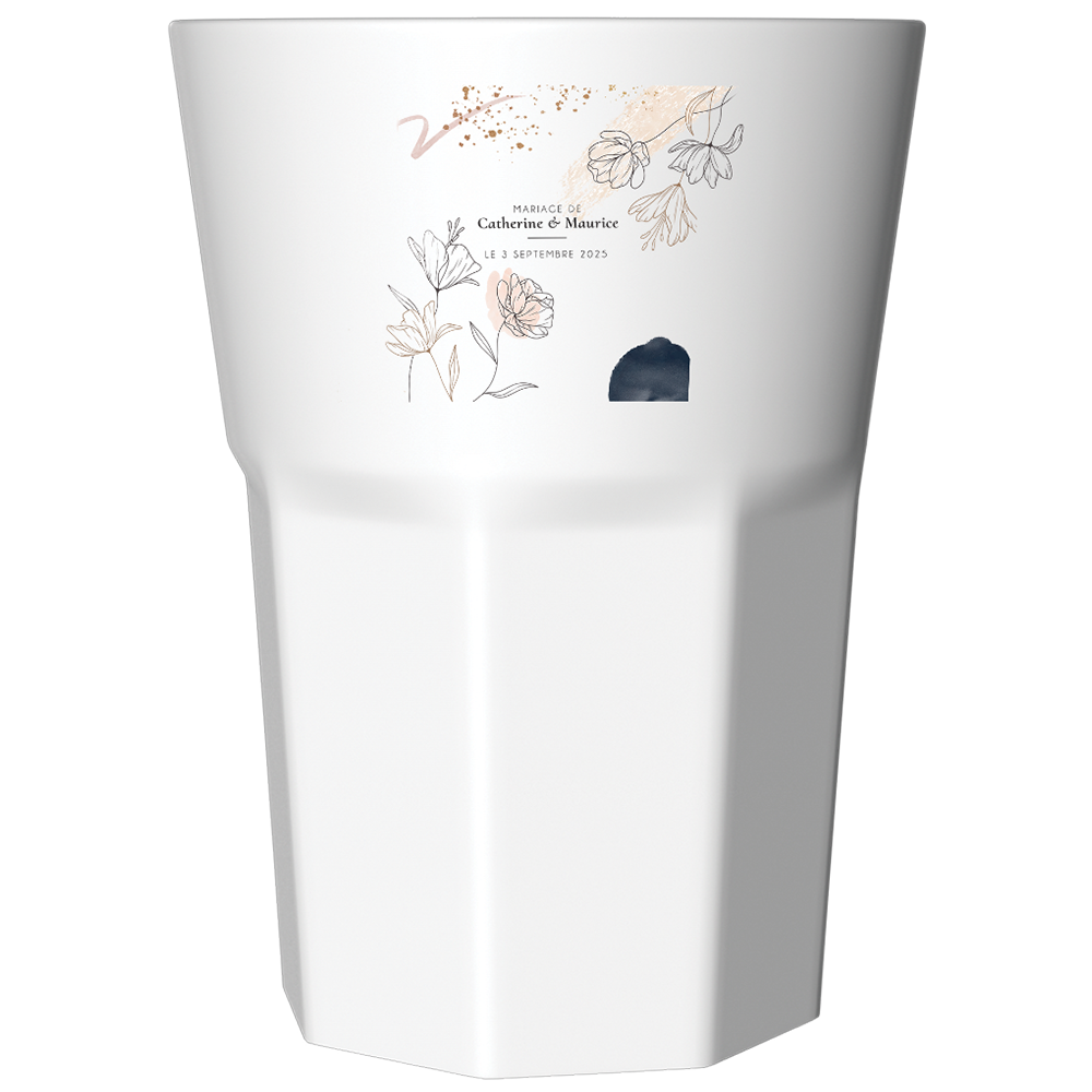 Verre à mojito personnalisé blanc mariage moderne champêtre