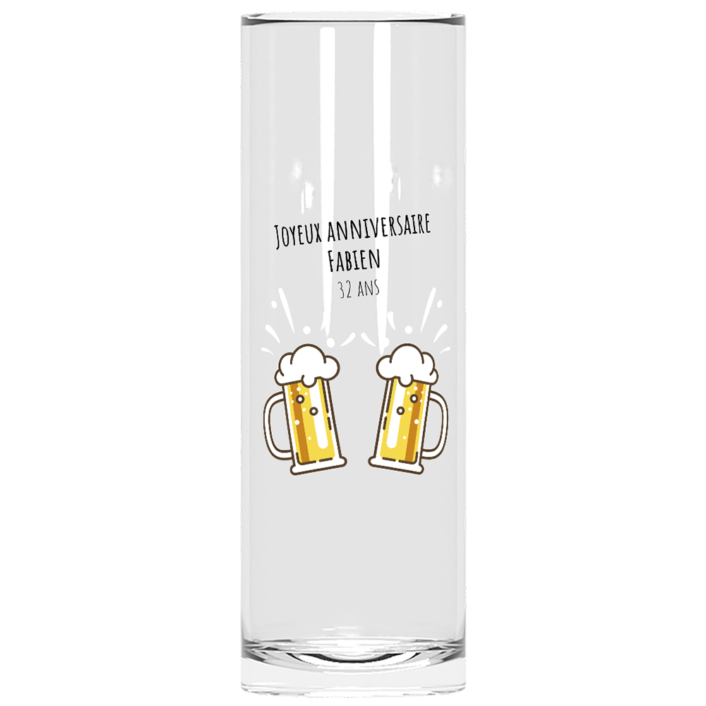 Verre à tube personnalisé anniversaire bières