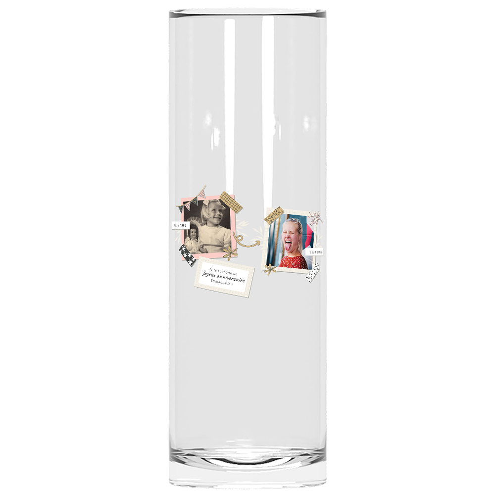 Verre à tube personnalisé anniversaire deux photos