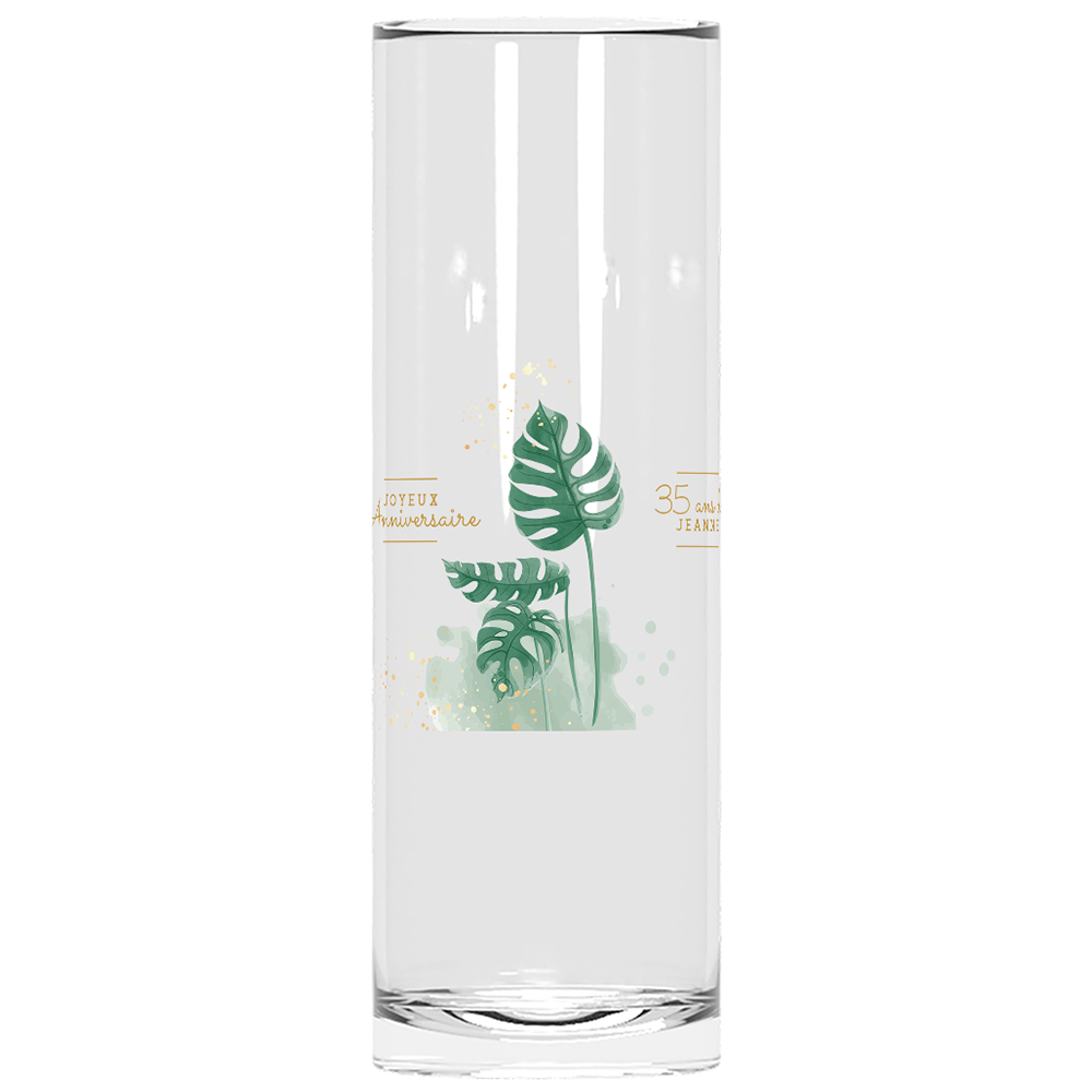 verre à tube personnalisé anniversaire monstera
