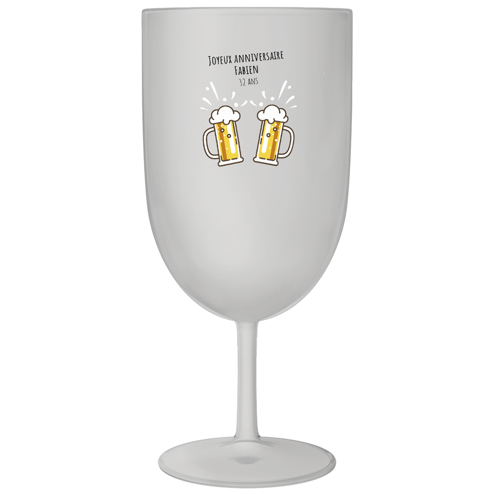 Verre à vin personnalisé en plastique anniversaire bières