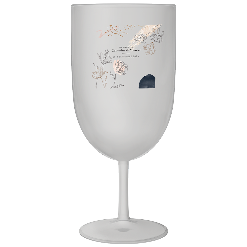 Verre à vin personnalisé en plastique mariage moderne champêtre