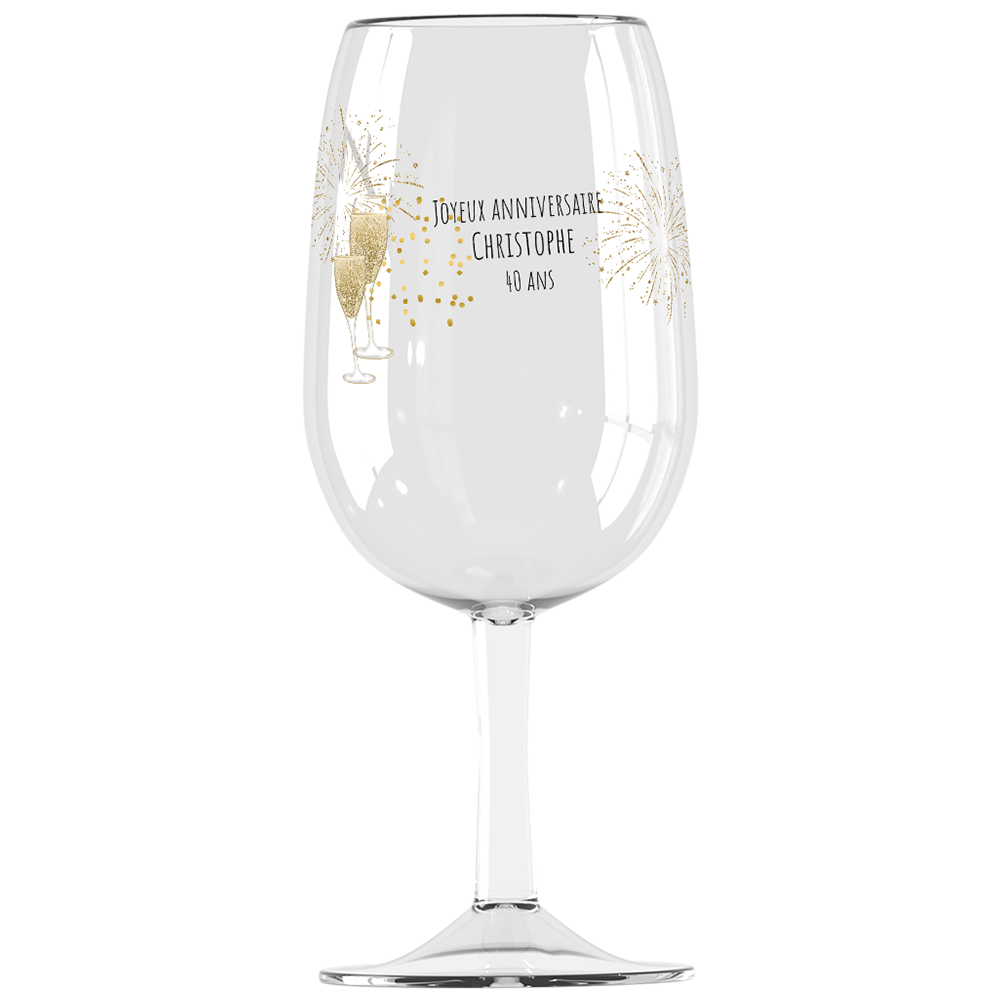 Verre à vin syrah personnalisé incassable anniversaire cheers