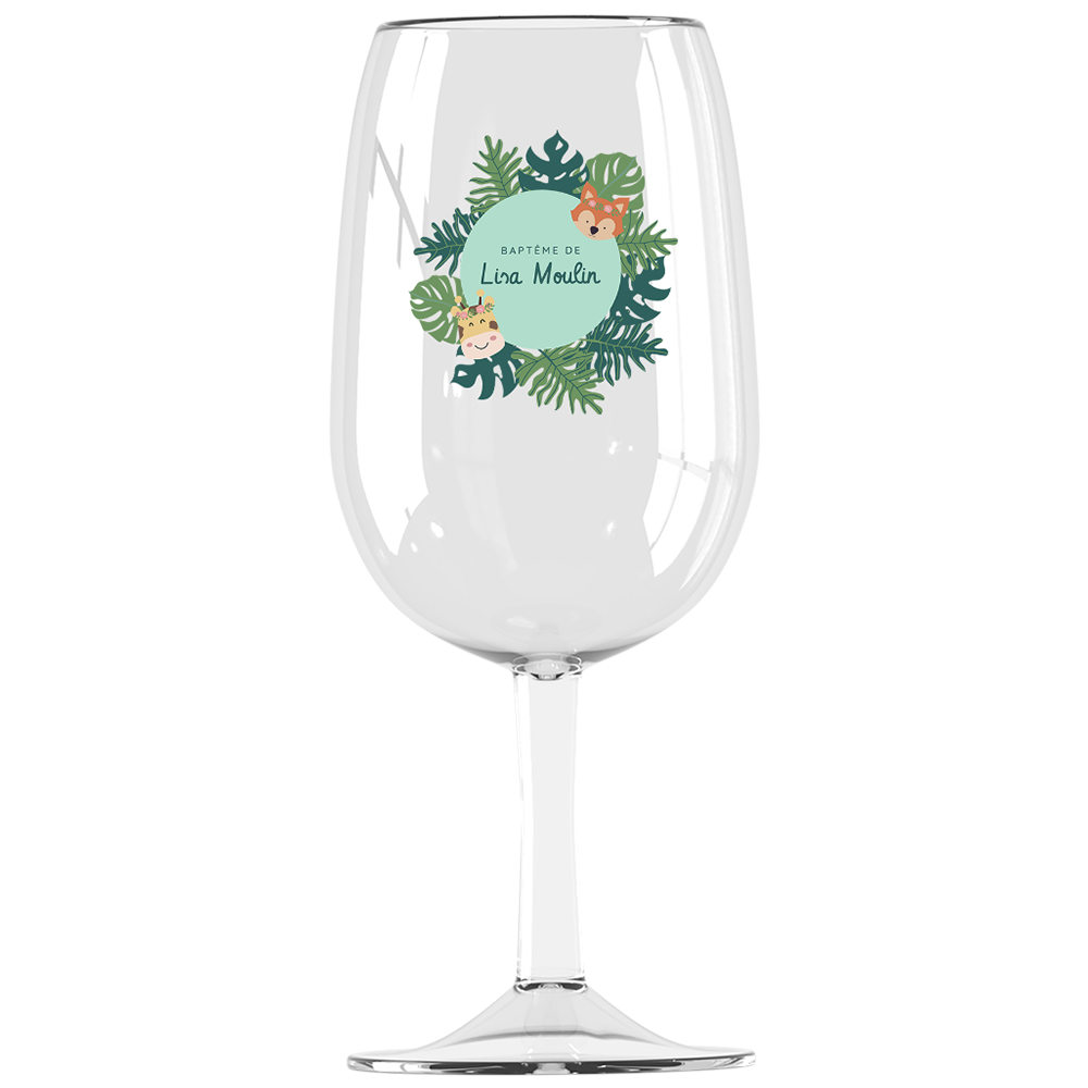 Verre à vin syrah personnalisé incassable baptême tropical