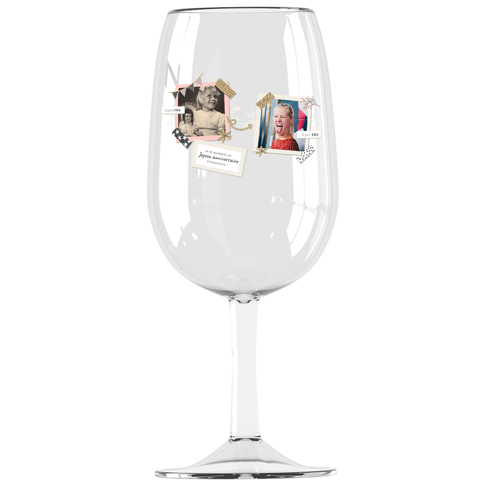 Verre à vin syrah personnalisé incassable anniversaire deux photos