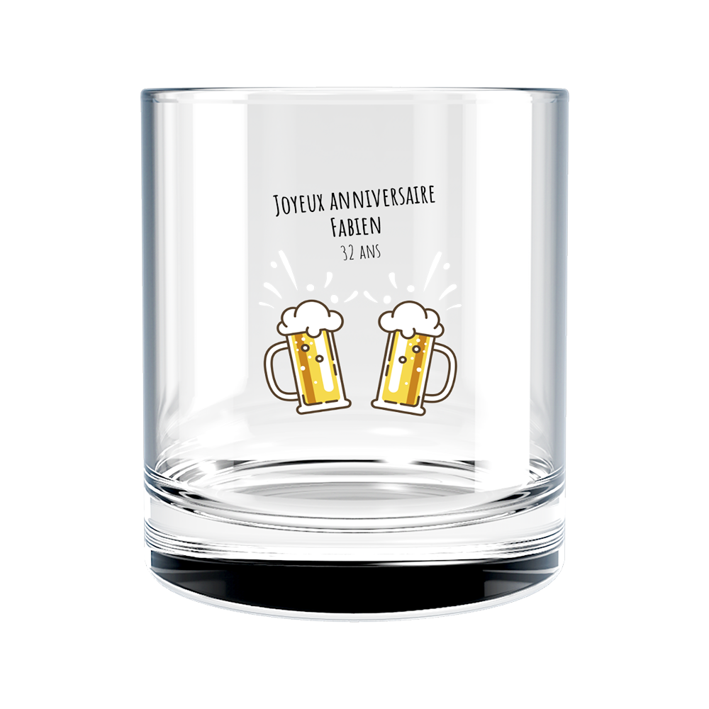 Verre à whisky personnalisé en verre anniversaire bières