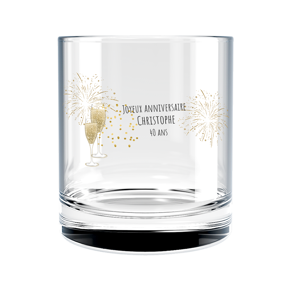 Verre à whisky personnalisé en verre anniversaire cheers