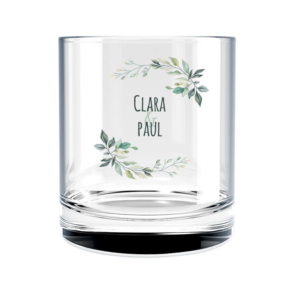 Verre à whisky personnalisé en verre mariage paix